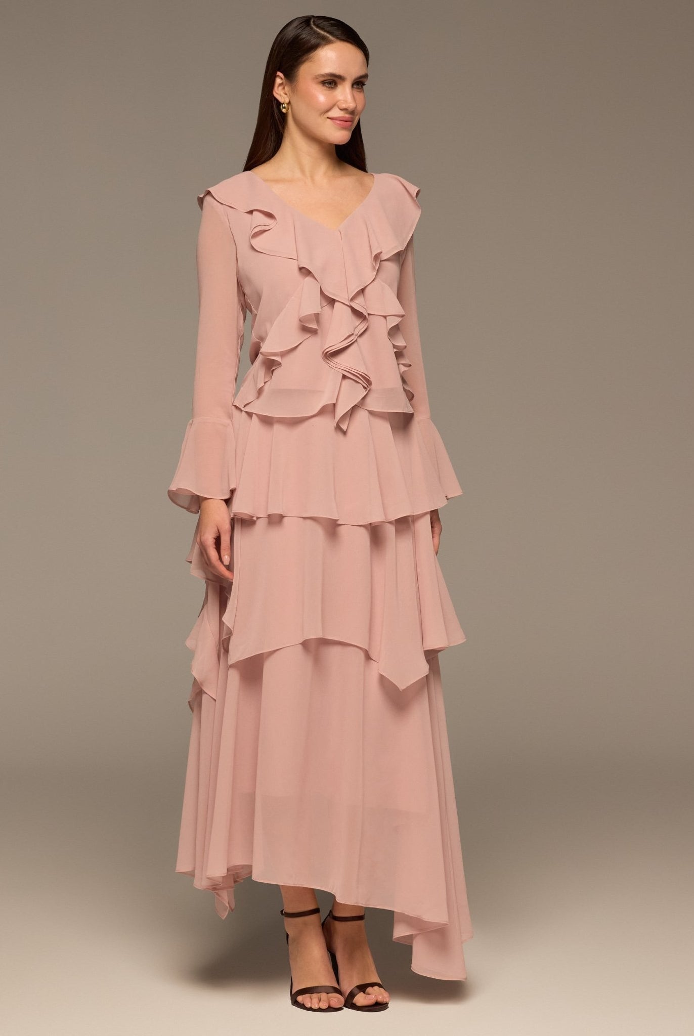 Pink Chiffon Ruffle Top & Skirt Set - shopaleena