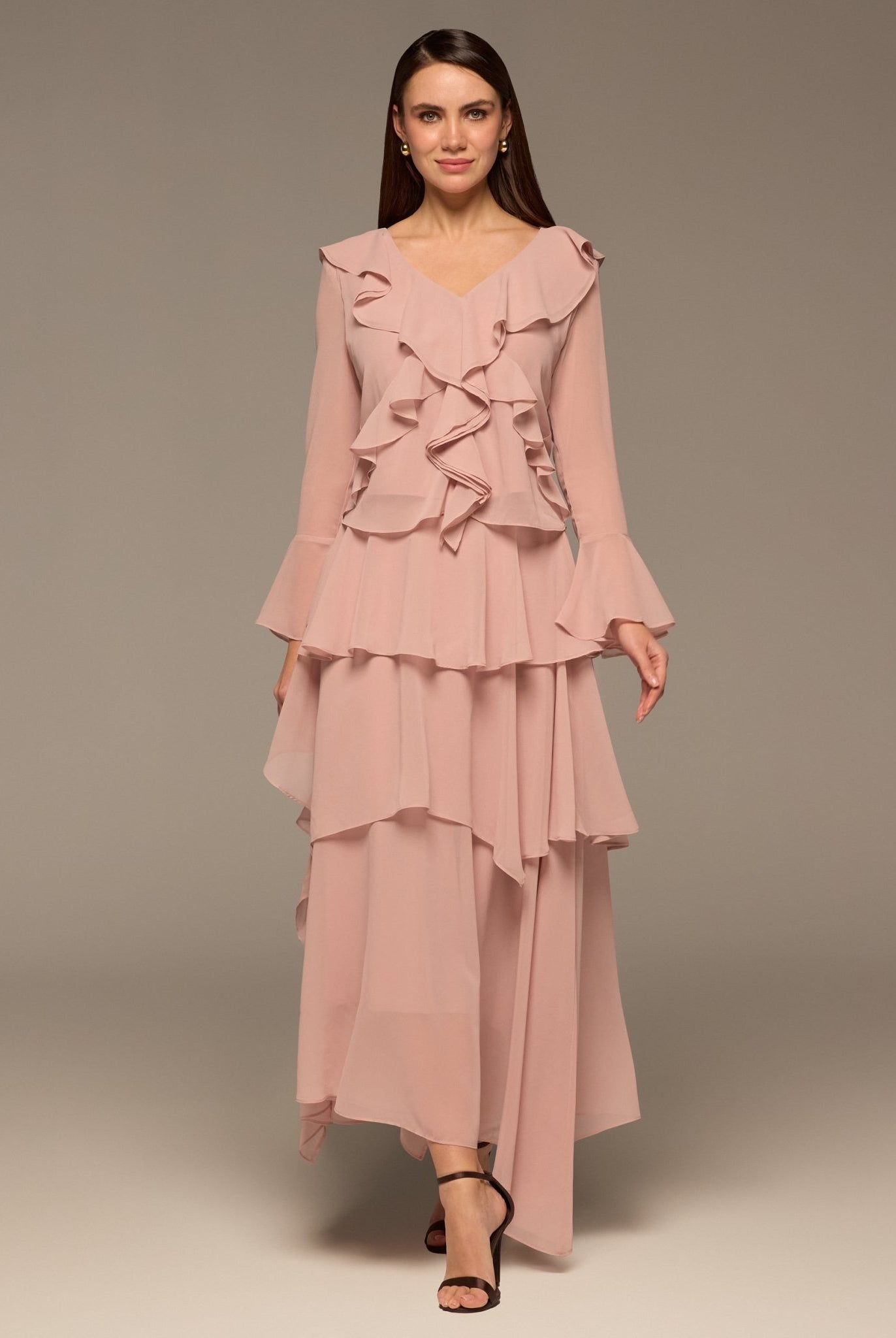 Pink Chiffon Ruffle Top & Skirt Set - shopaleena
