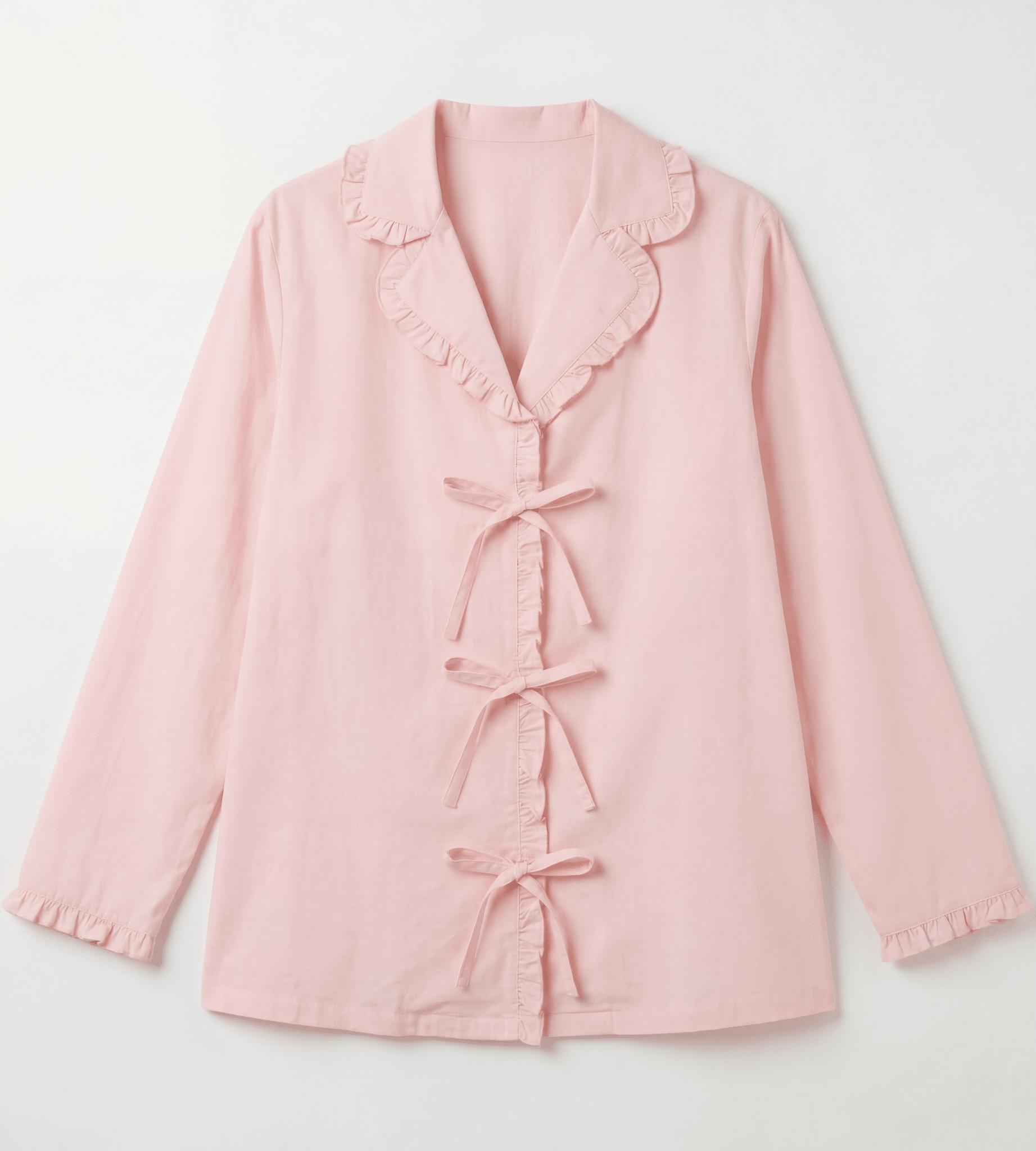 Pink Cotton Ruffles and Bow Shirt For Kids - shopaleena