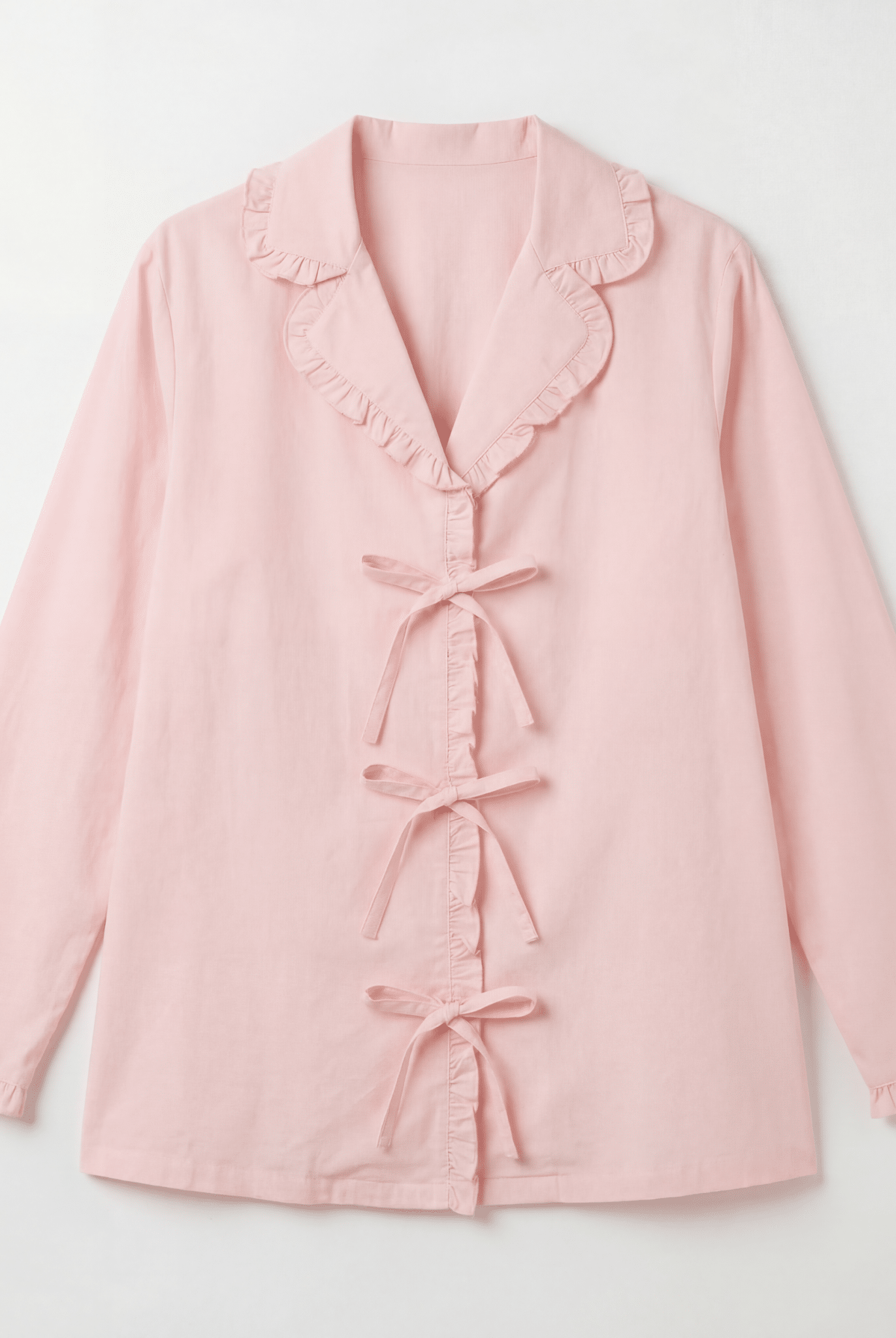 Pink Cotton Ruffles and Bow Shirt For Kids - shopaleena