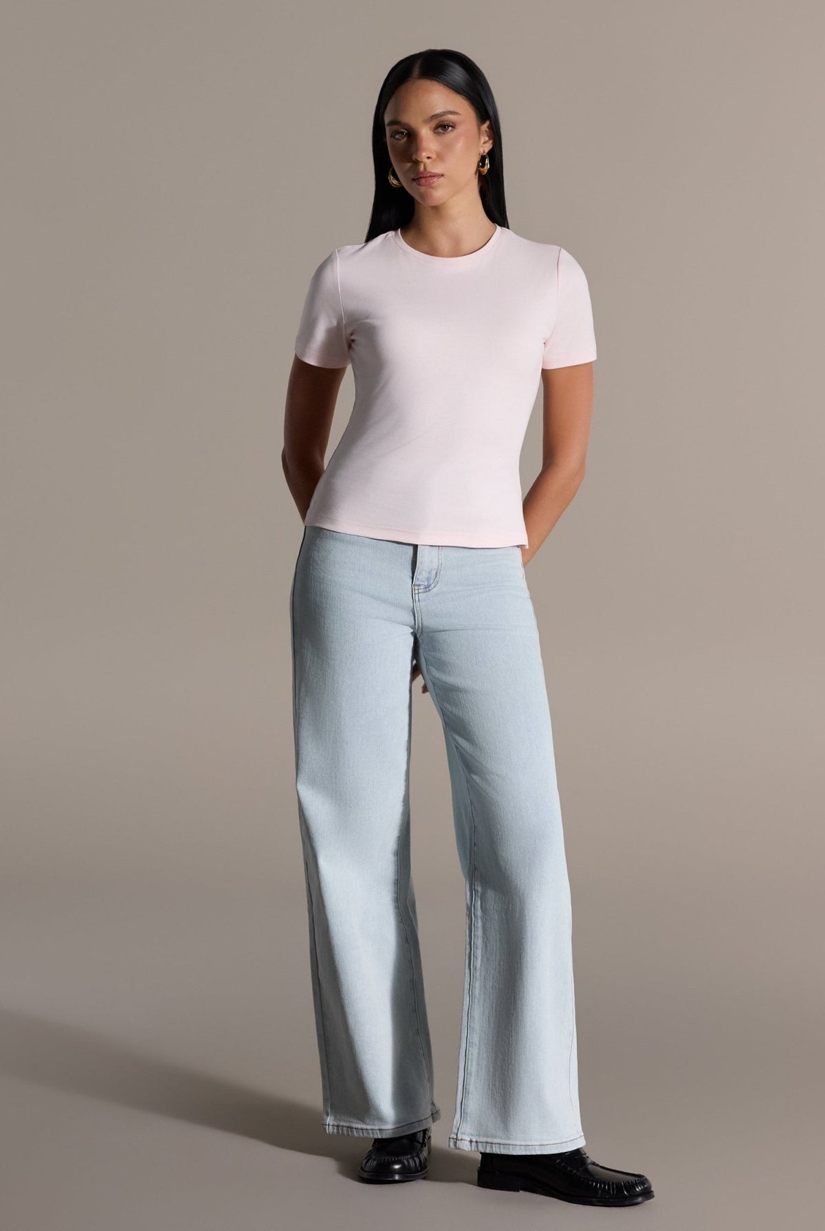 Pink Crew Neck Fitted T-Shirt - shopaleena