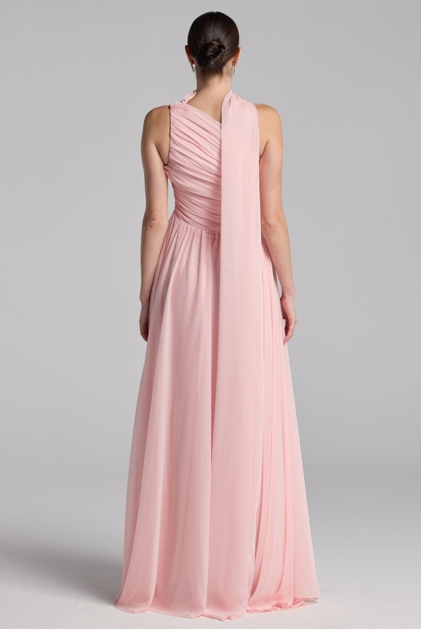 Pink Draped Long One Shoulder Dress - shopaleena