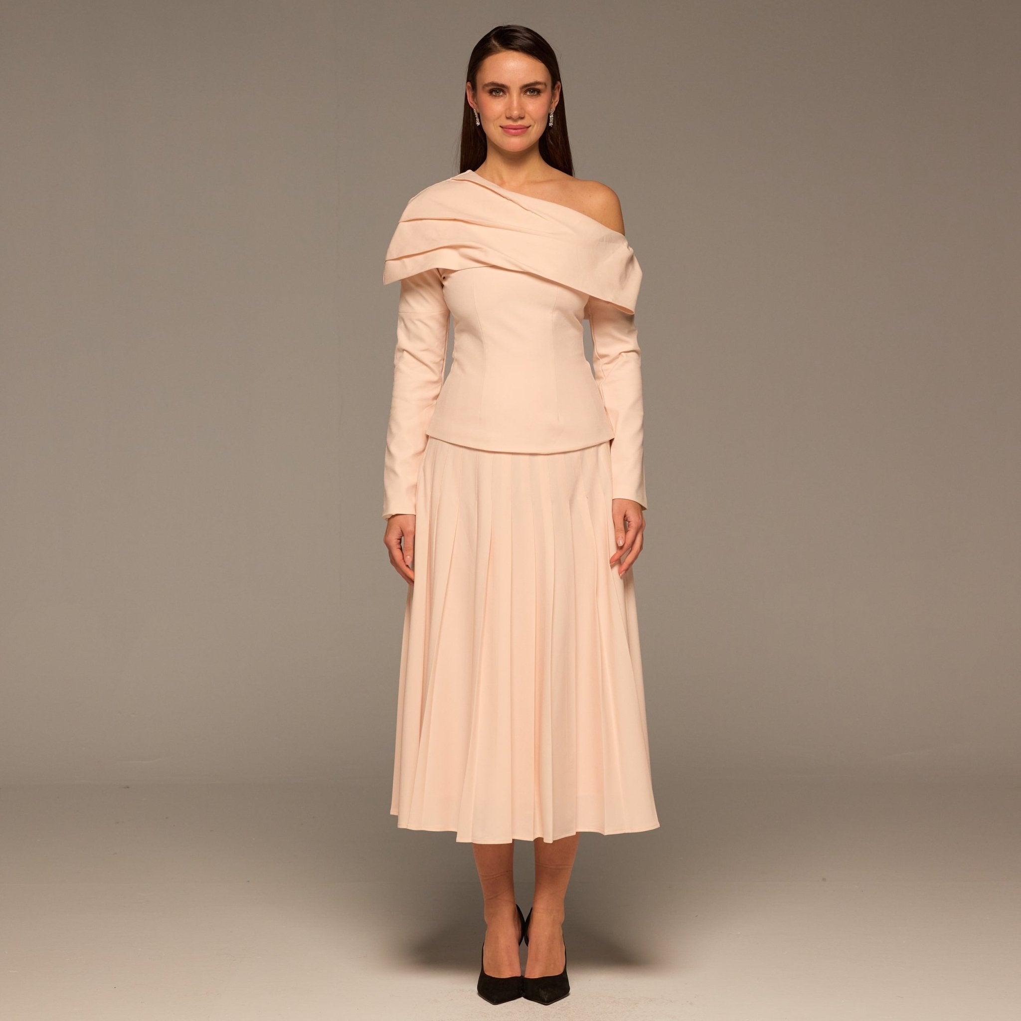 Pink Dropped Shoulder Long Sleeve Top - shopaleena