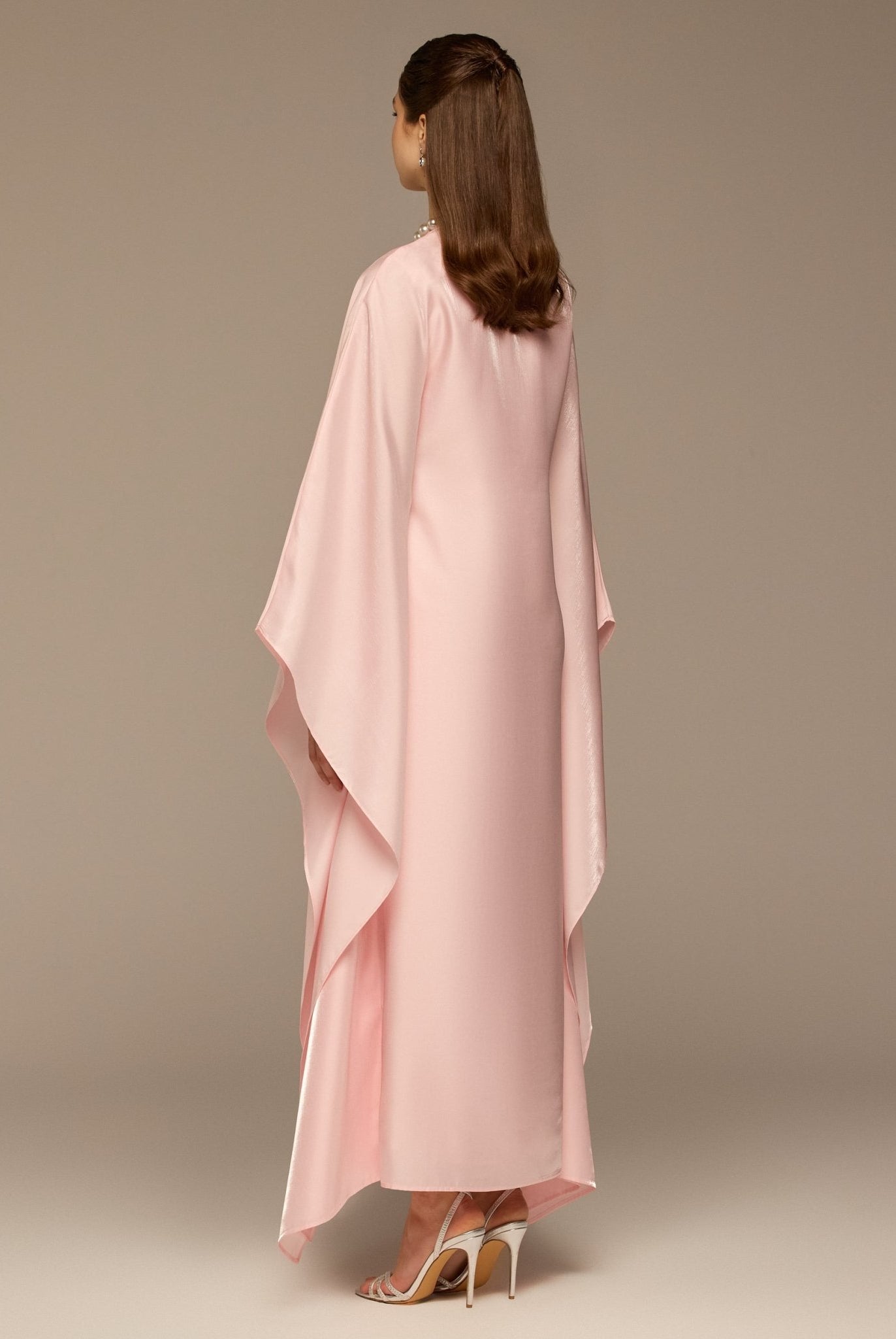Pink Fitted Maxi Dress with Organza Overlay - shopaleena