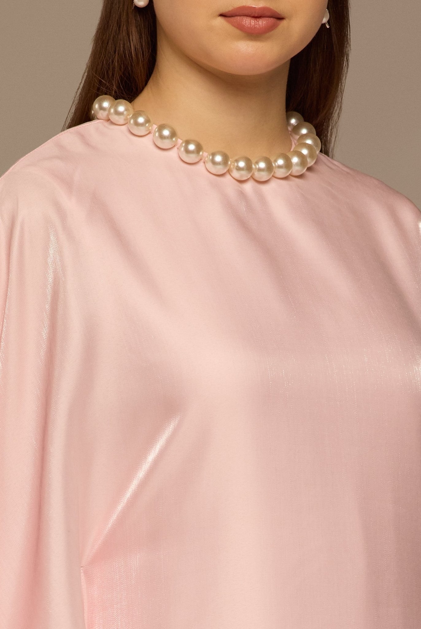 Pink Fitted Maxi Dress with Organza Overlay - shopaleena