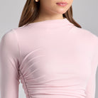 Pink Jersey Asymmetric Neck Midi Dress - shopaleena