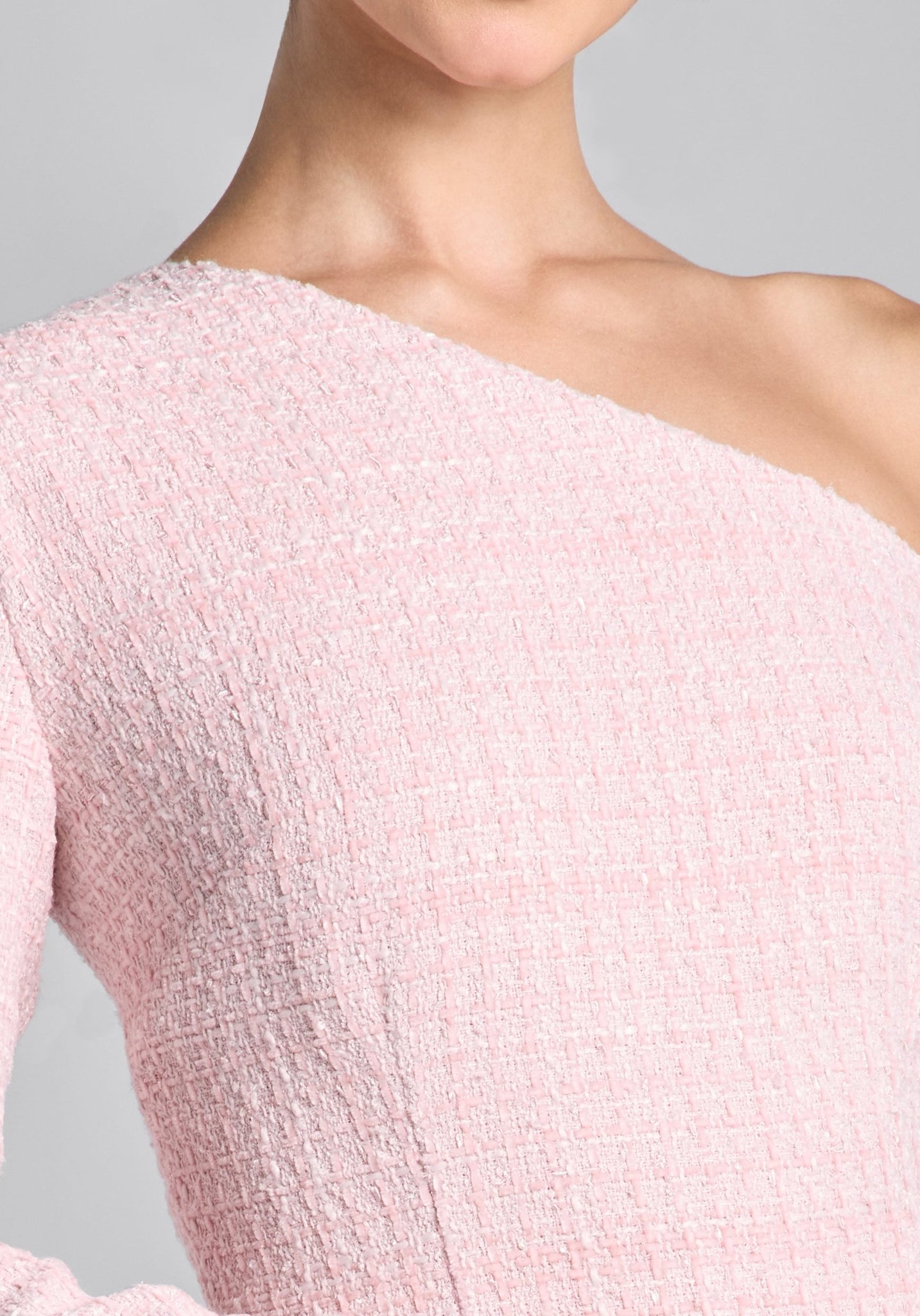 Pink One - Shoulder Tweed - Chiffon Maxi Dress - shopaleena