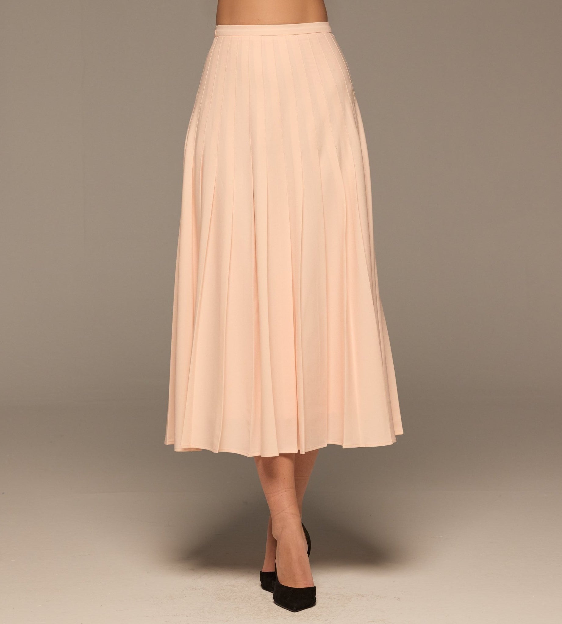 Pink Pleated Crepe Maxi Skirt - shopaleena