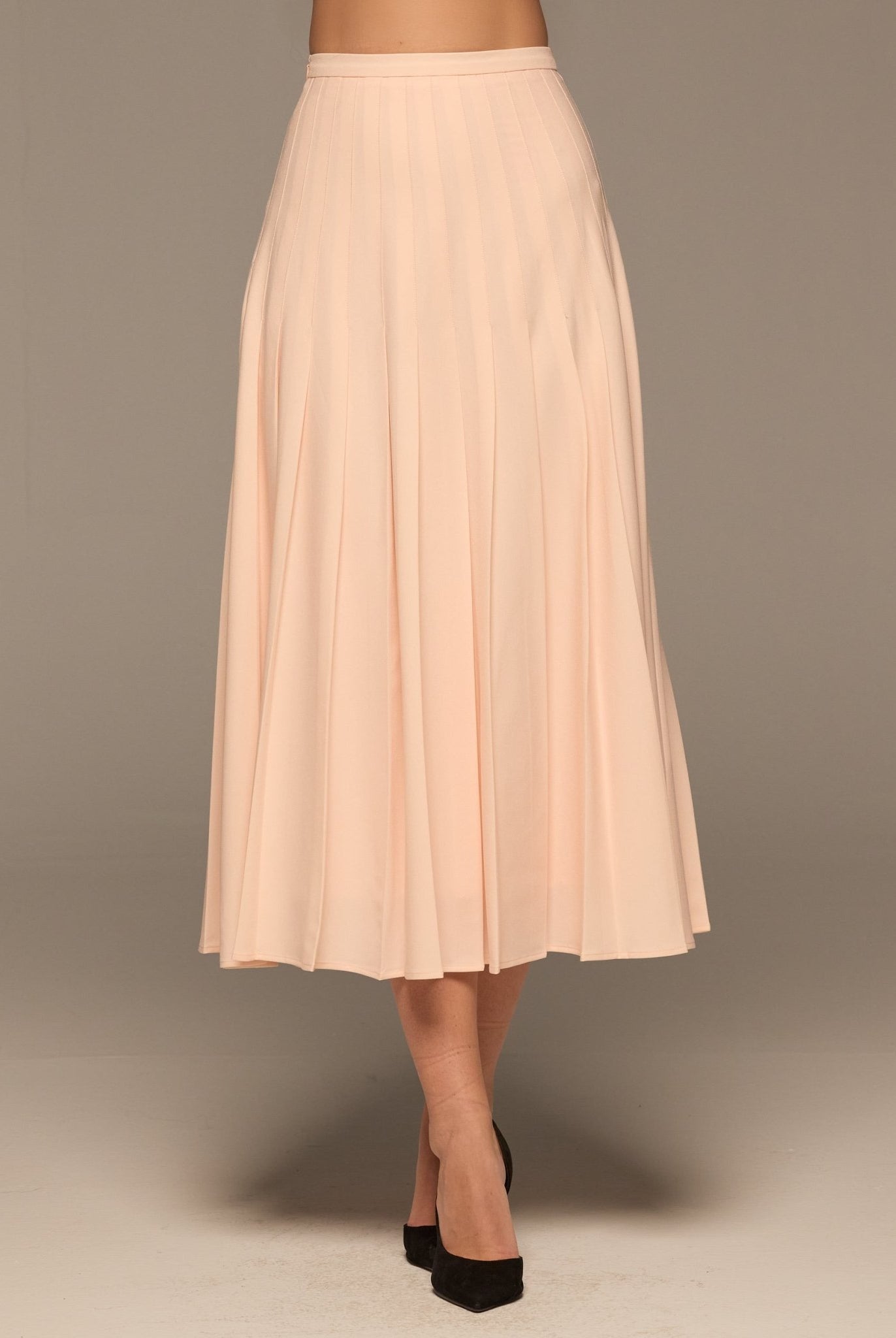 Pink Pleated Crepe Maxi Skirt - shopaleena
