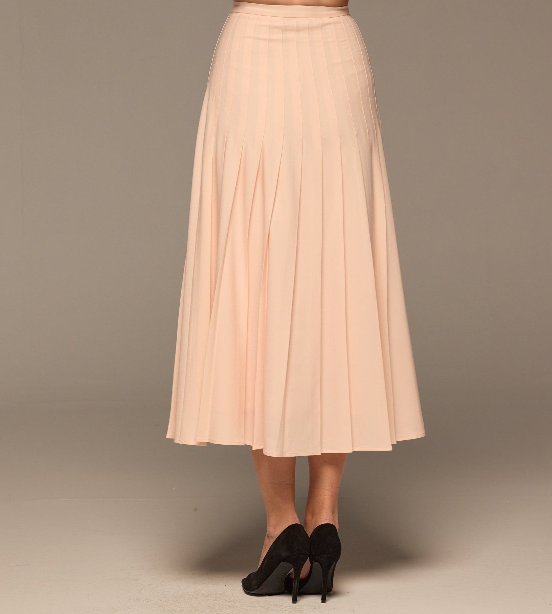 Pink Pleated Crepe Maxi Skirt - shopaleena