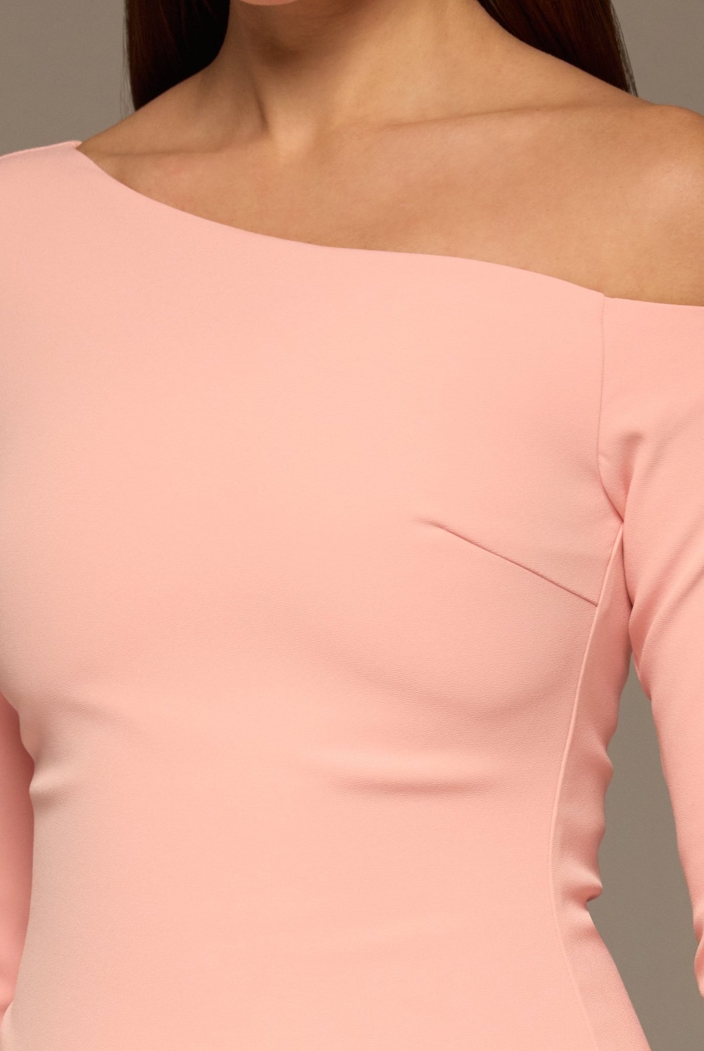 Pink Ruched Long Sleeve Jersey Maxi Dress - shopaleena