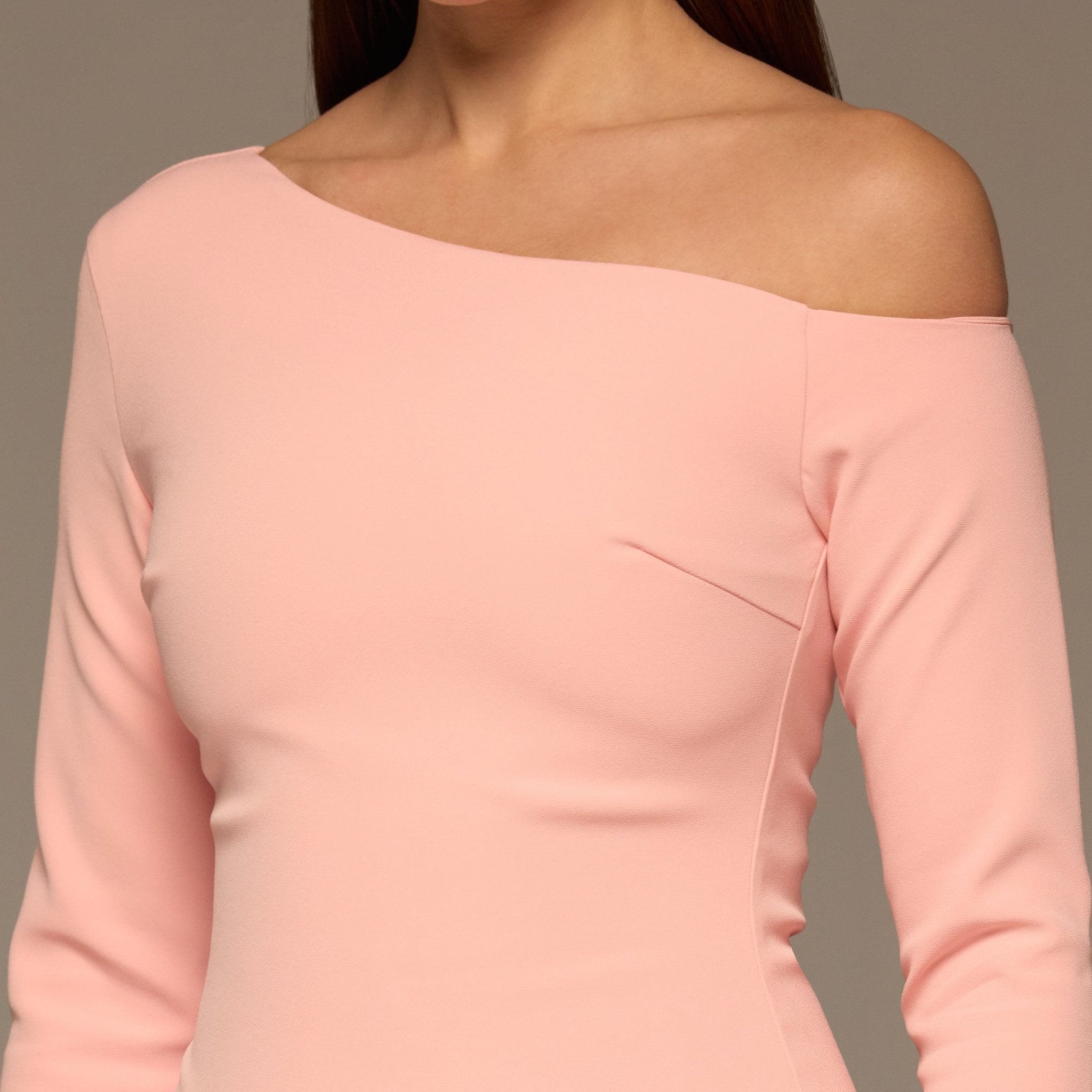 Pink Ruched Long Sleeve Jersey Maxi Dress - shopaleena