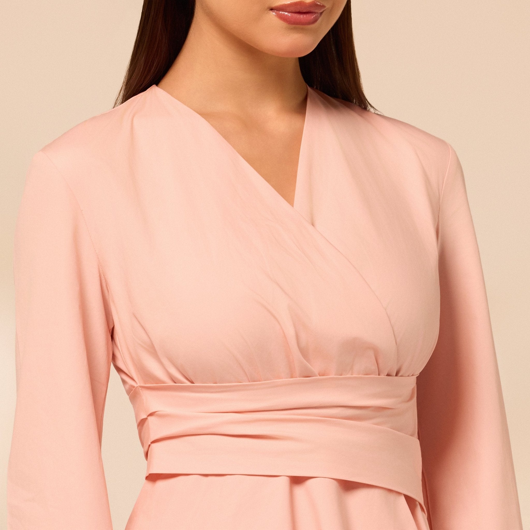 Pink Ruched Waist Poplin Dress - shopaleena