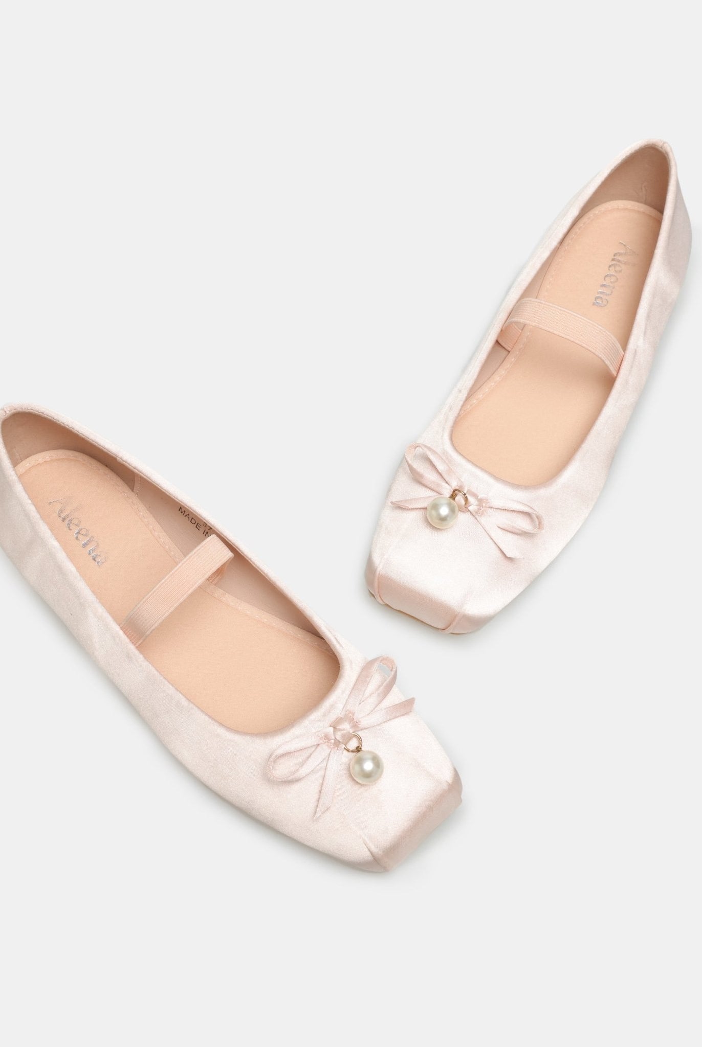 Pink Satin Bow Ballet Flats - shopaleena