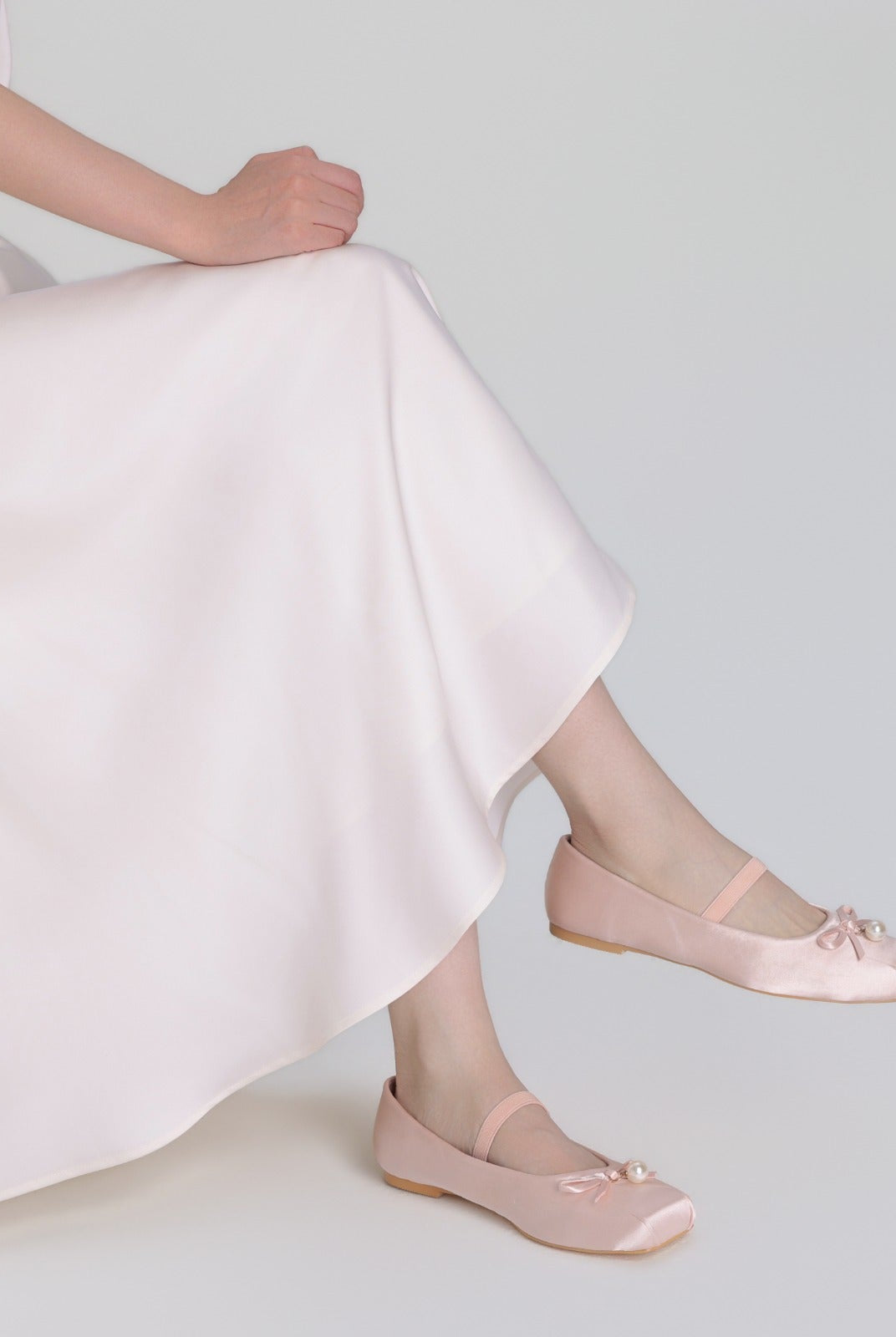 Pink Satin Bow Ballet Flats - shopaleena