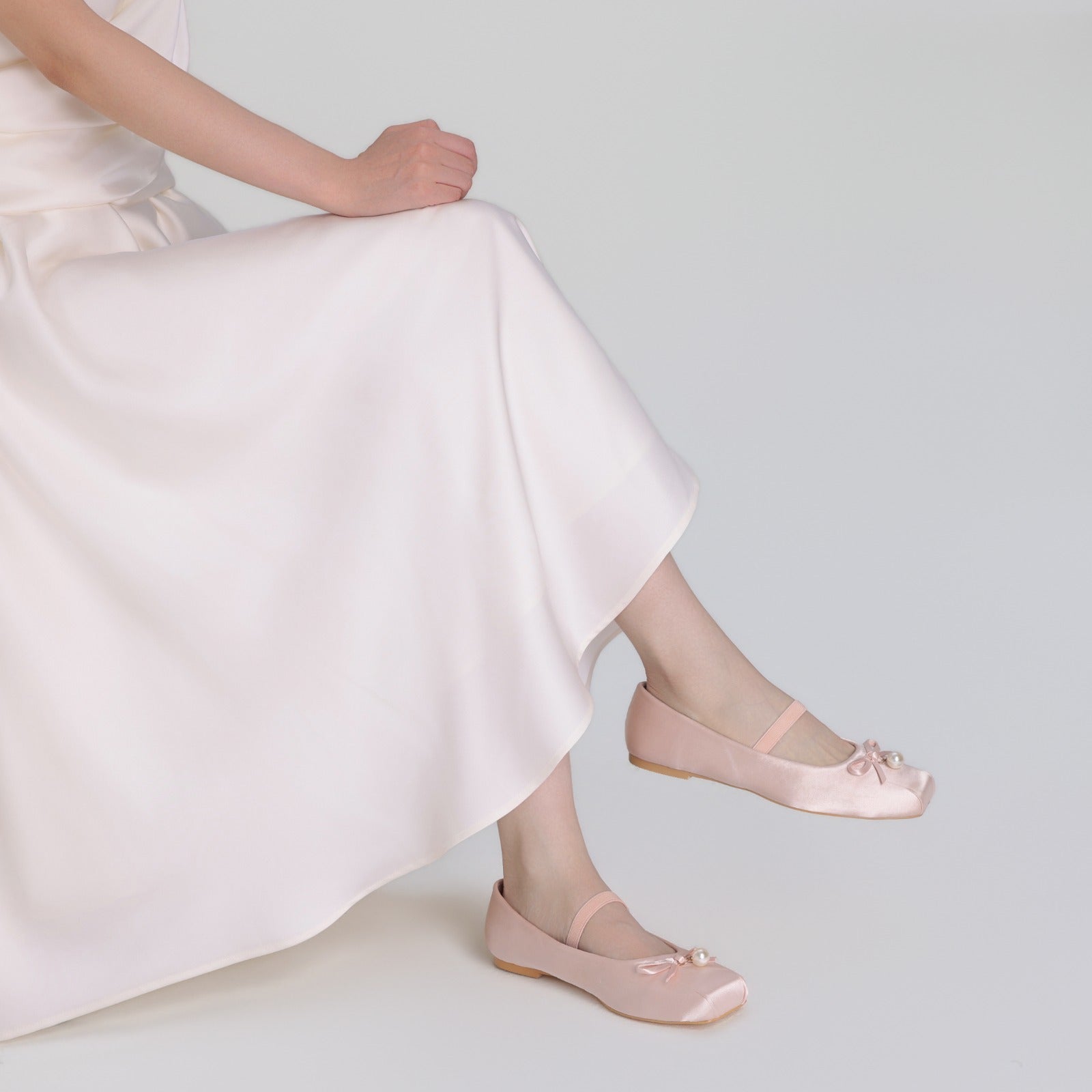 Pink Satin Bow Ballet Flats - shopaleena