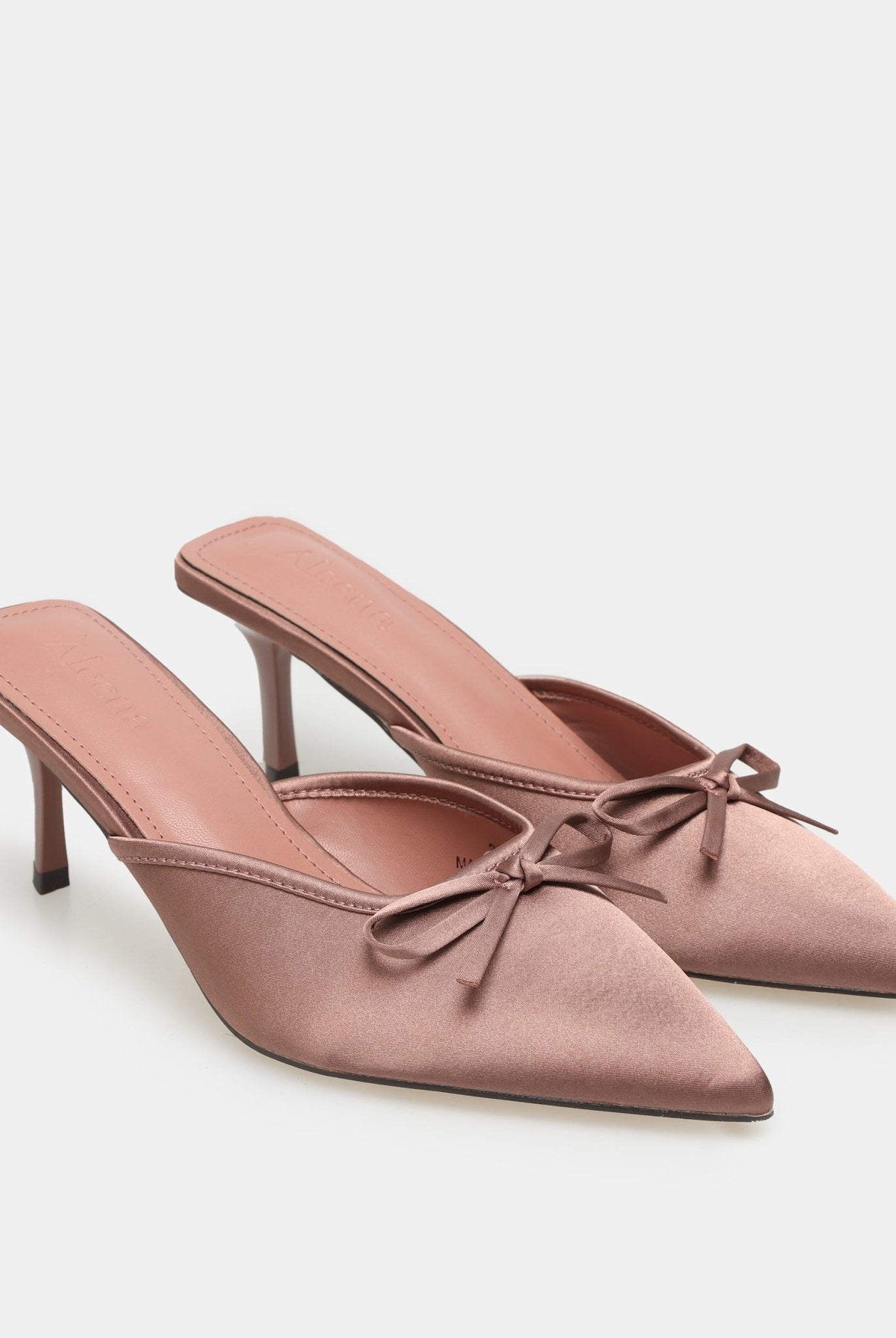 Pink Satin Bow Mules - shopaleena