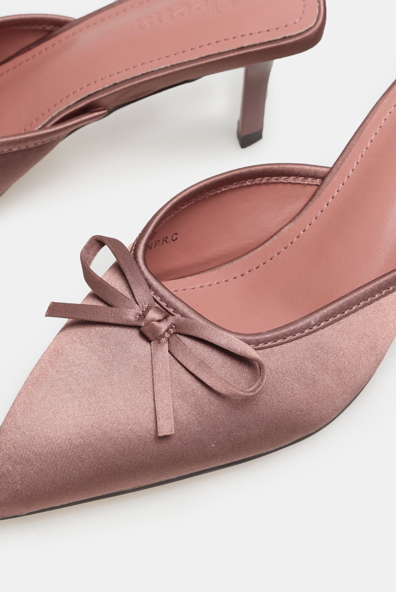 Pink Satin Bow Mules - shopaleena