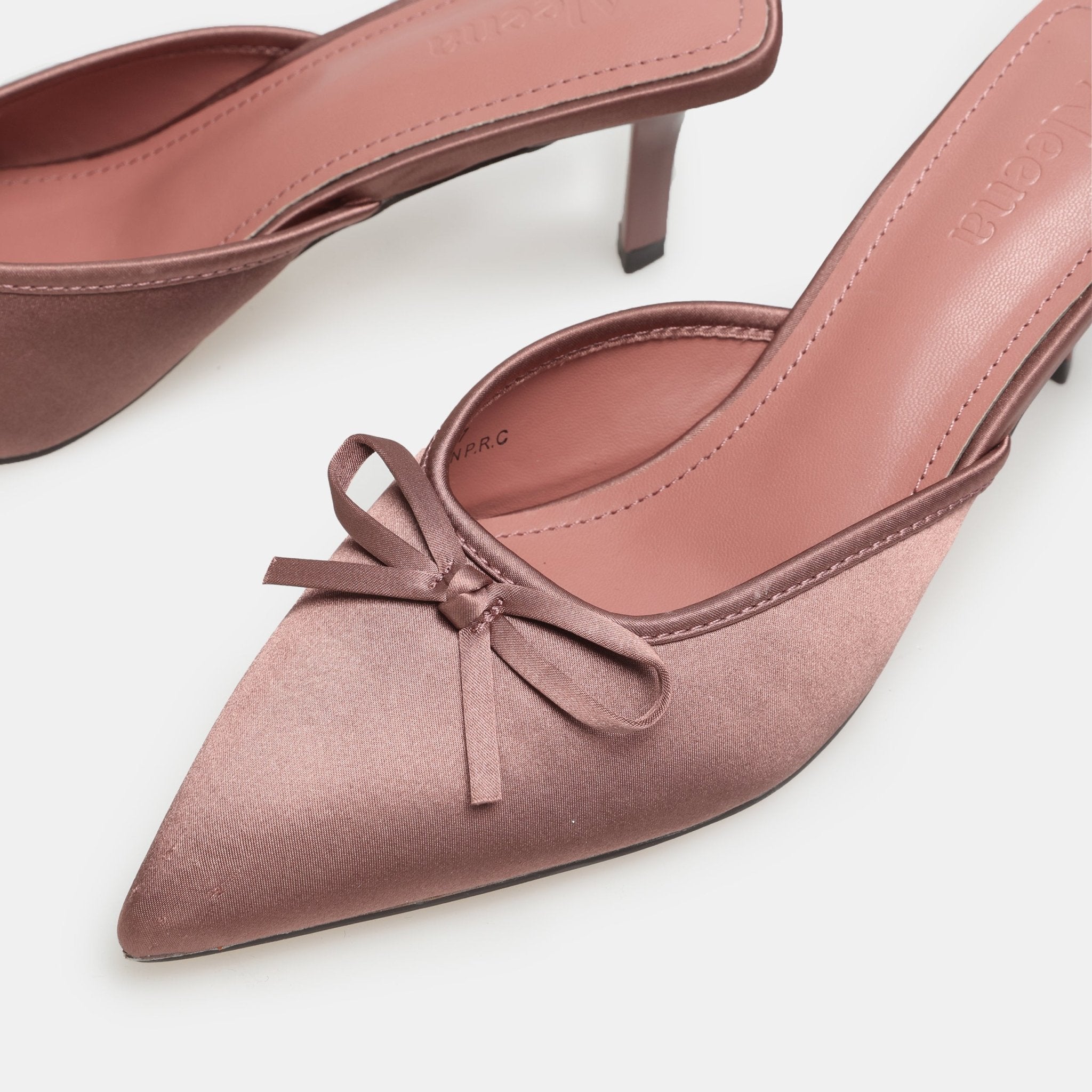 Pink Satin Bow Mules - shopaleena