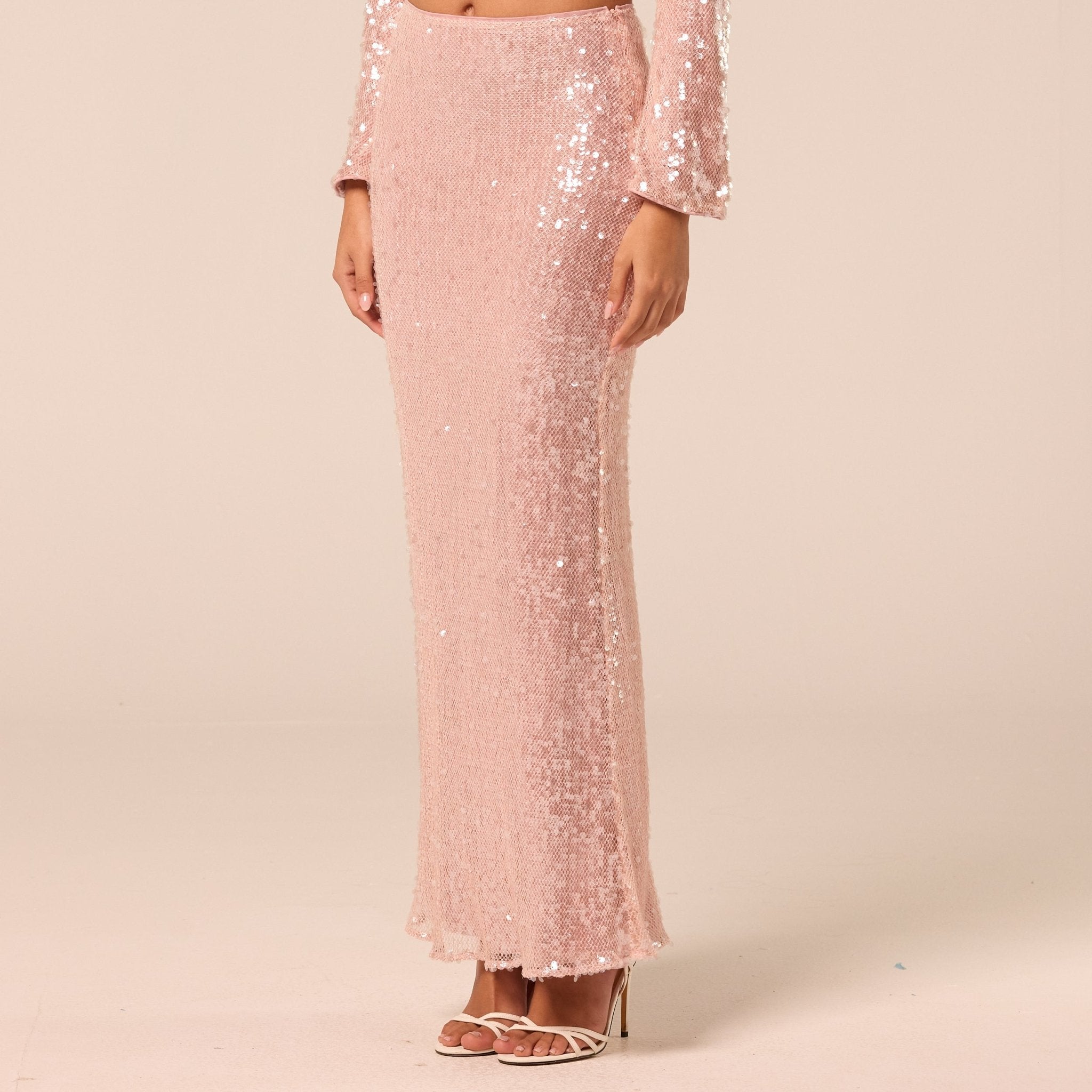 Pink Sequin Mermaid Skirt - shopaleena