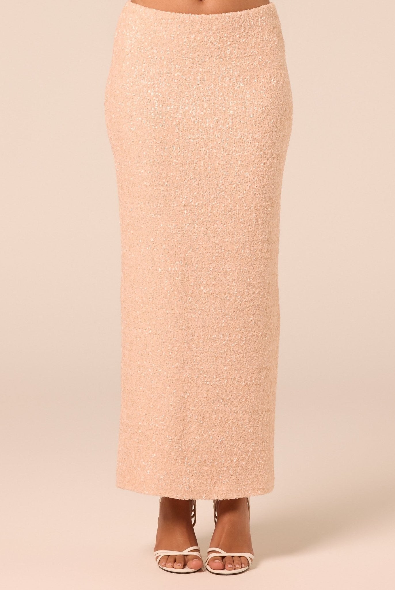 Pink Sequin Straight Maxi Skirt - shopaleena