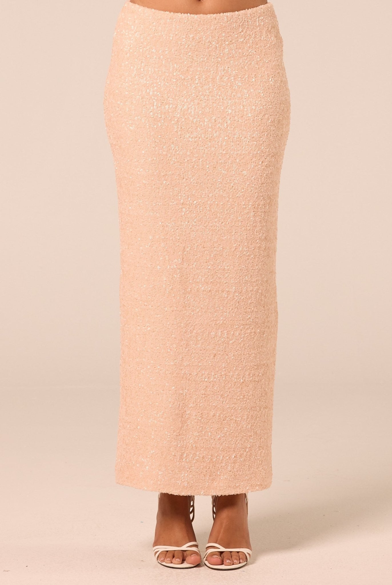 Pink Sequin Straight Maxi Skirt - shopaleena
