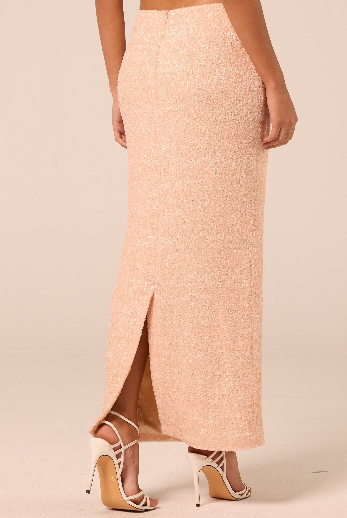 Pink Sequin Straight Maxi Skirt - shopaleena