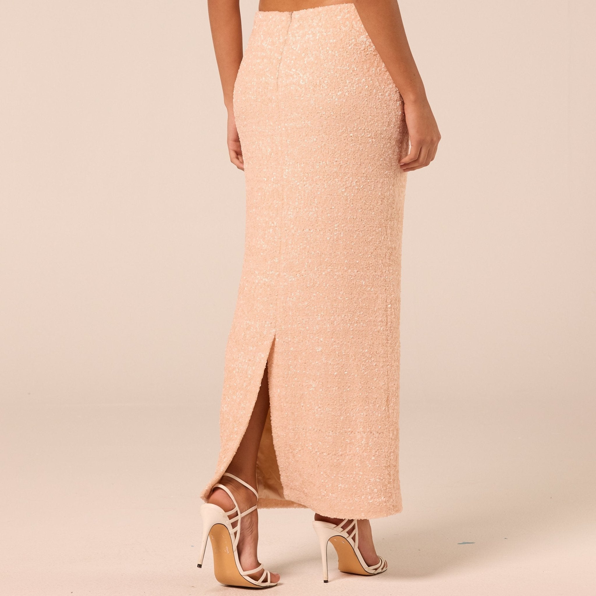 Pink Sequin Straight Maxi Skirt - shopaleena
