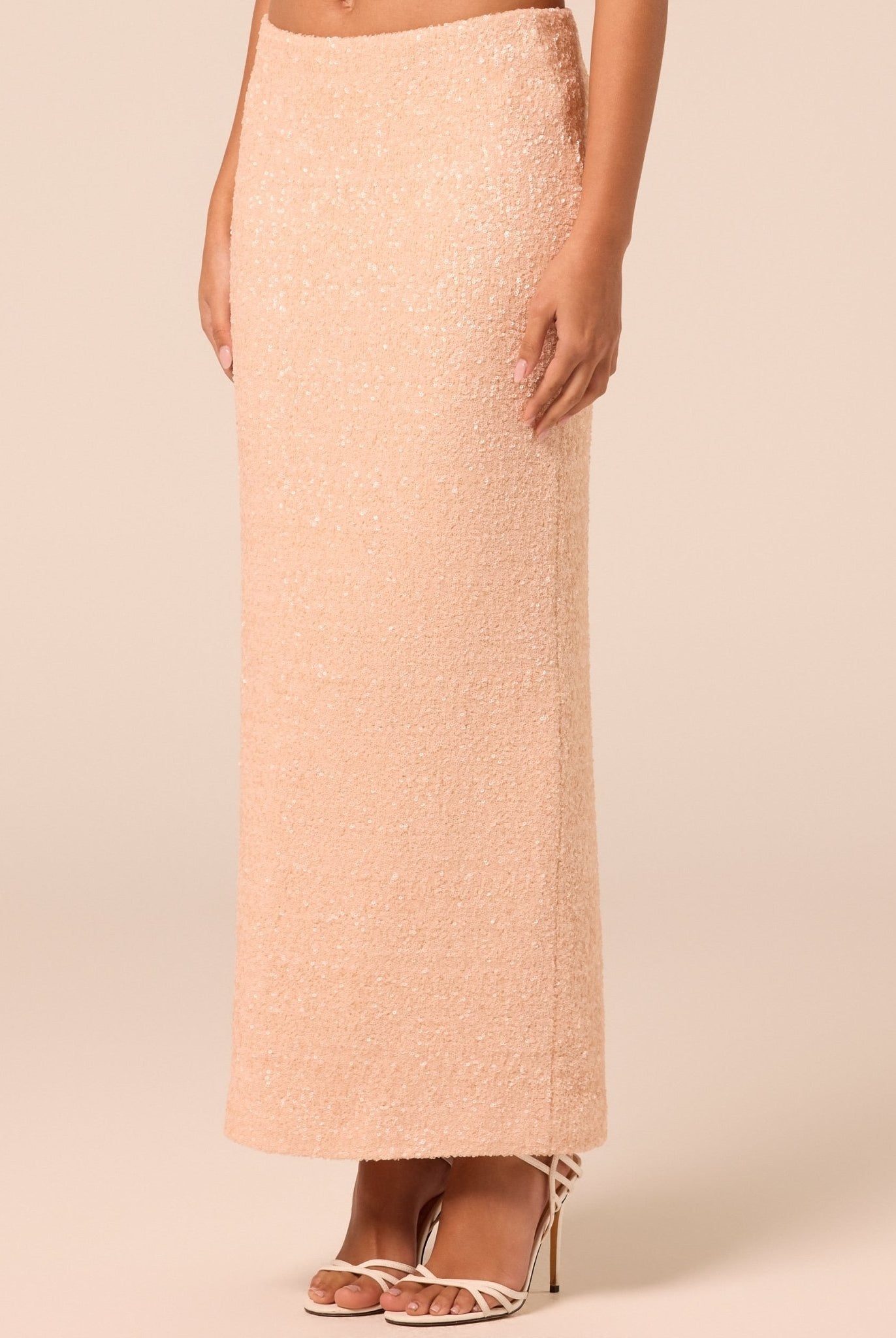 Pink Sequin Straight Maxi Skirt - shopaleena