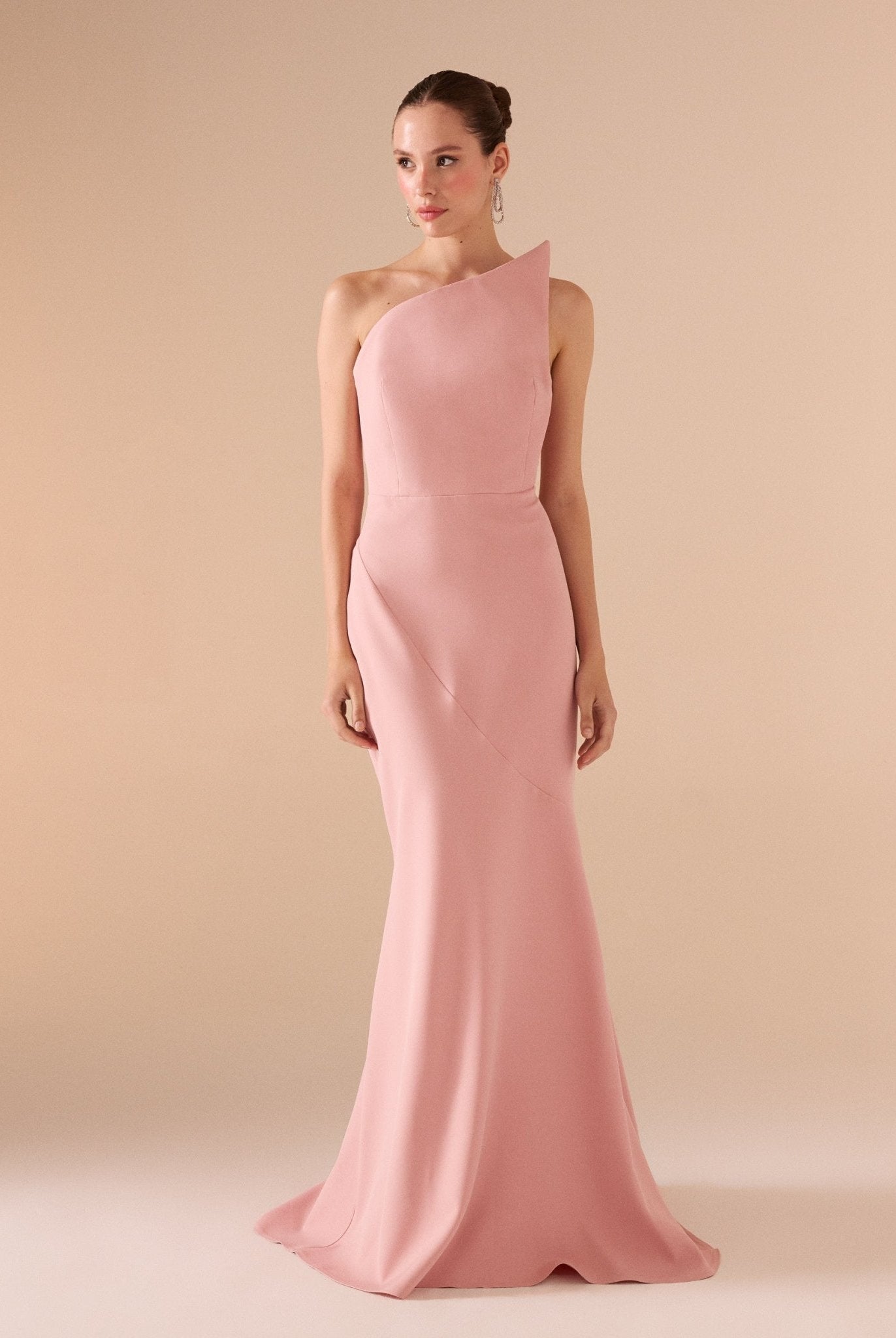 Pink Strapless Mermaid Crepe Maxi Dress - shopaleena