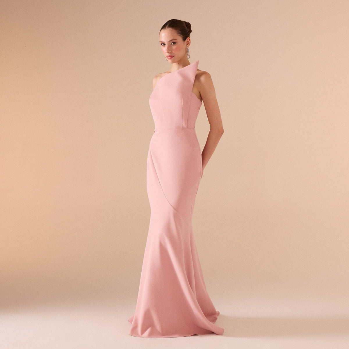 Pink Strapless Mermaid Crepe Maxi Dress - shopaleena