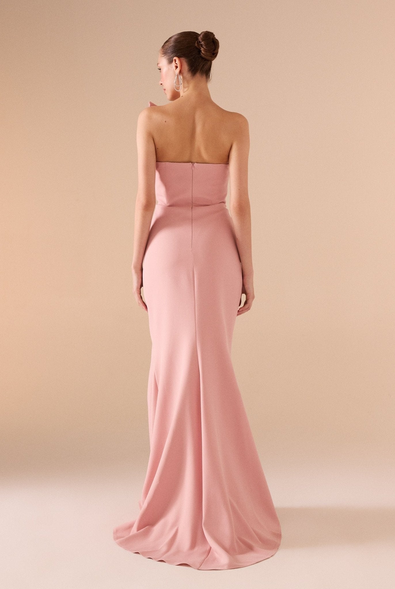 Pink Strapless Mermaid Crepe Maxi Dress - shopaleena