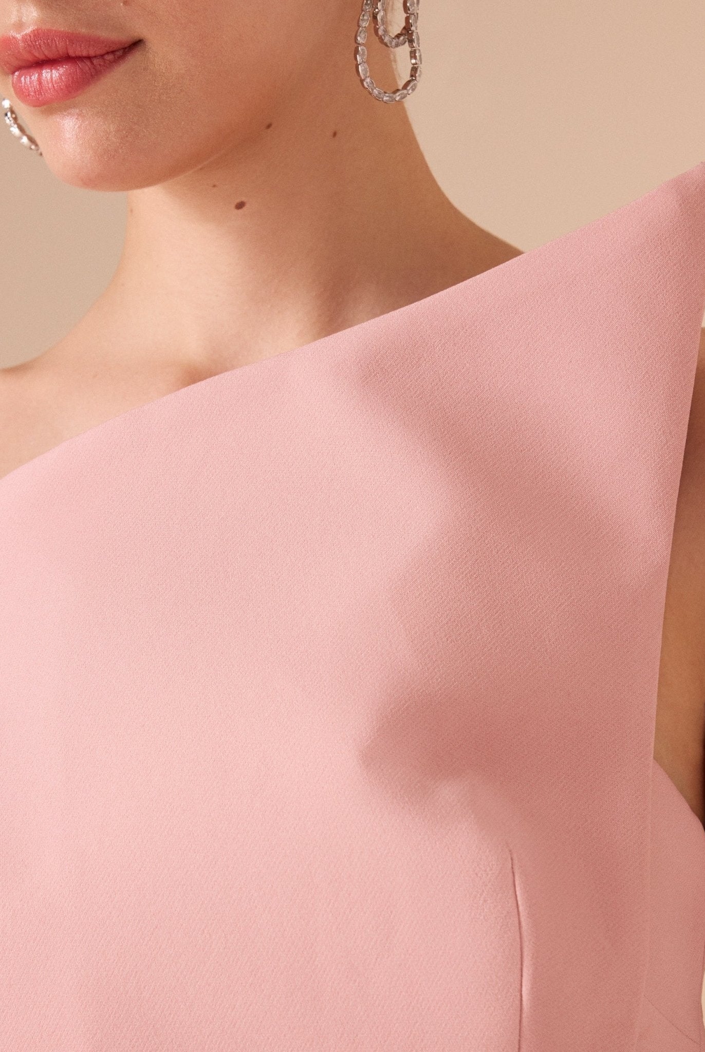 Pink Strapless Mermaid Crepe Maxi Dress - shopaleena