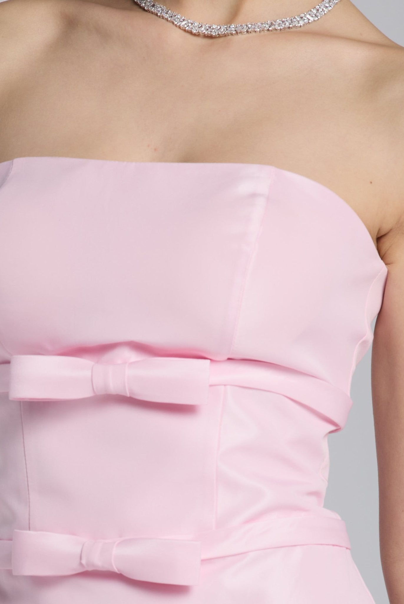 Pink Taffeta Strapless Bow - Detailed Gown - shopaleena