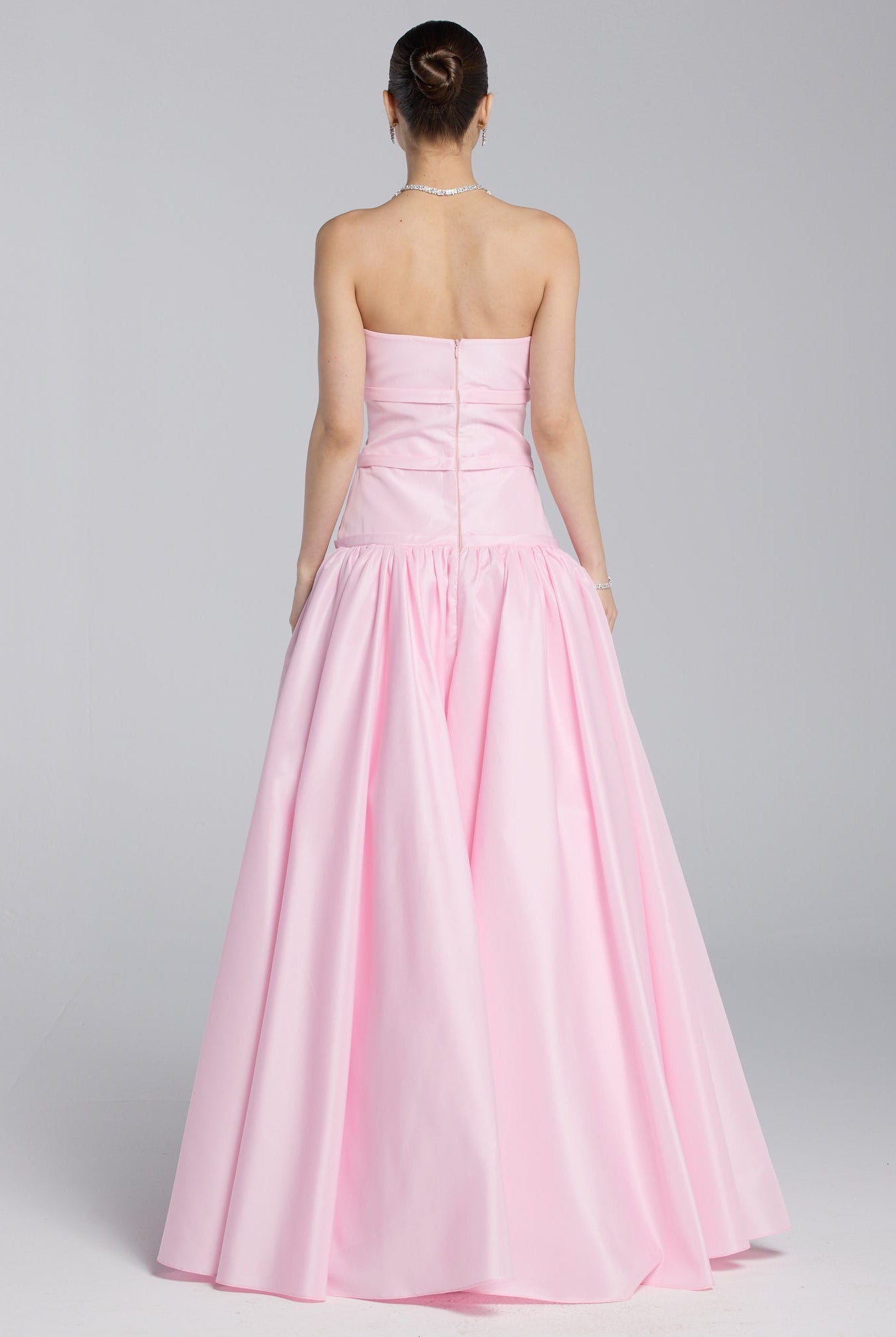 Pink Taffeta Strapless Bow - Detailed Gown - shopaleena