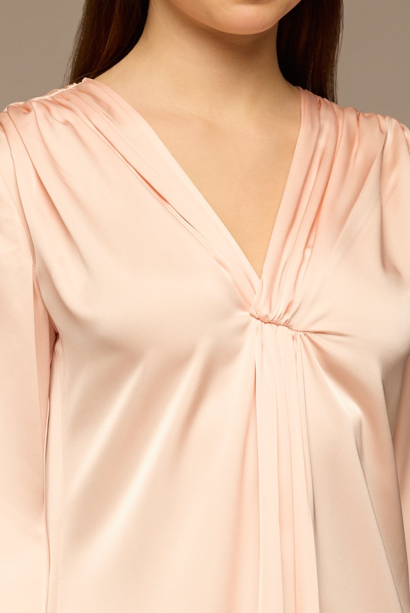 Pink V - Neck Flared Sleeve Satin Kaftan - shopaleena