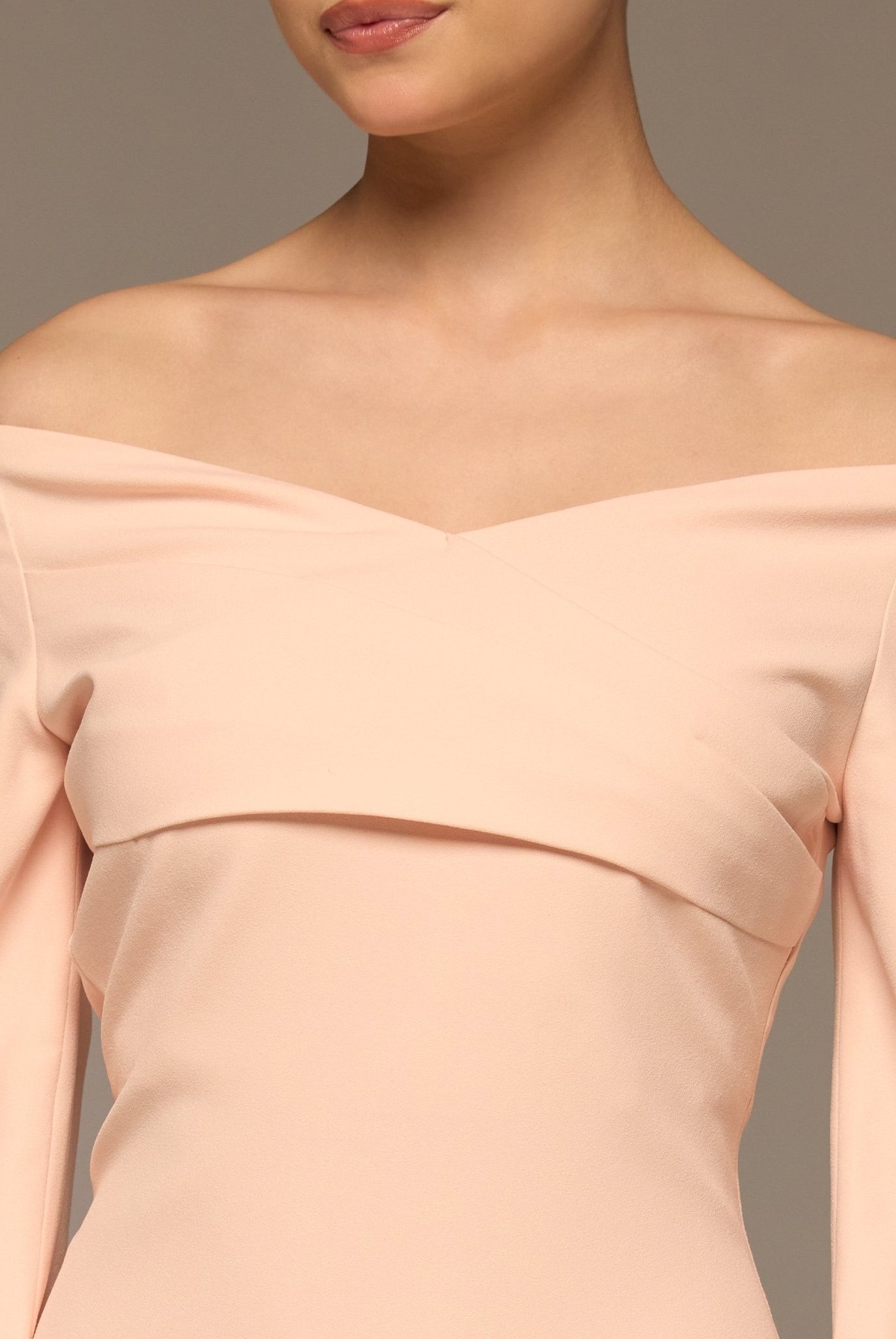 Pink Wide V Neck Crepe Maxi Dress - shopaleena