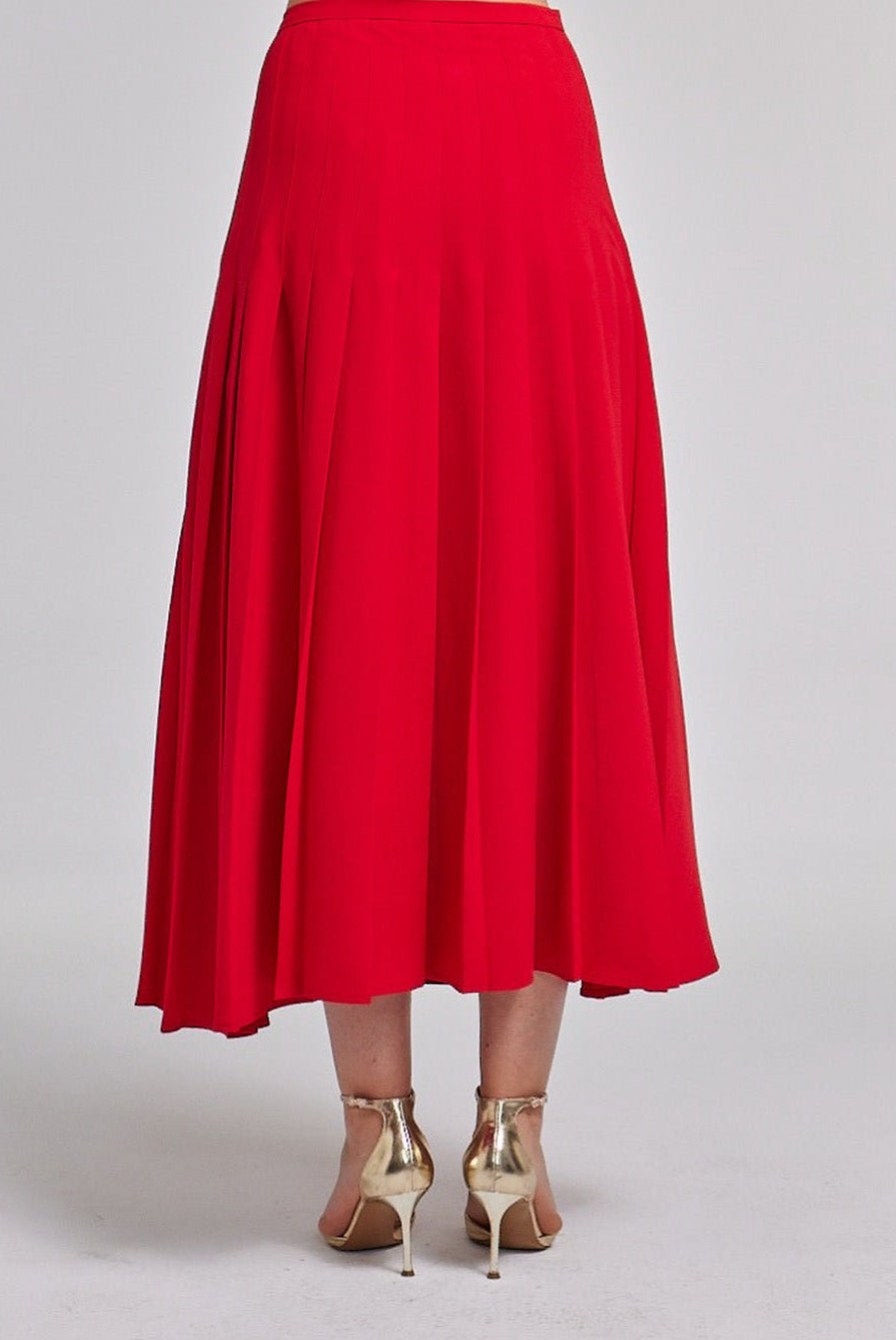 Pleated Crepe Maxi Skirt - shopaleena