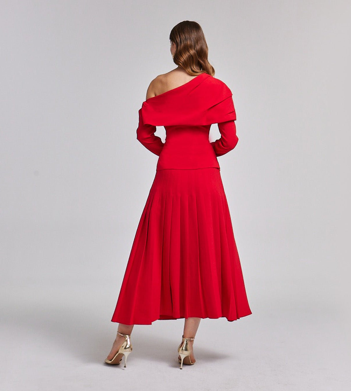 Pleated Crepe Maxi Skirt - shopaleena