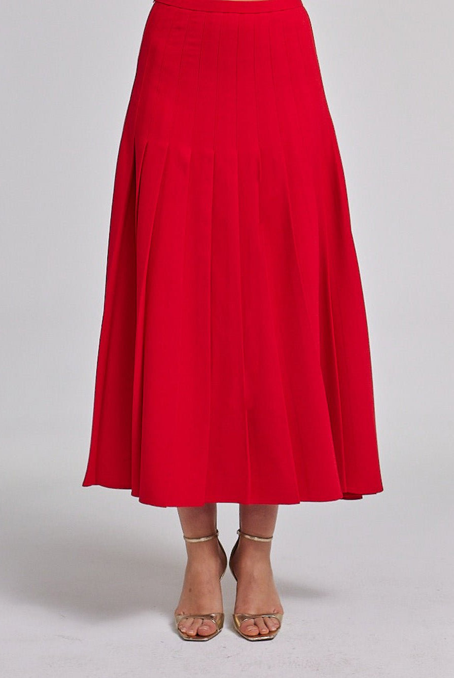 Pleated Crepe Maxi Skirt - shopaleena