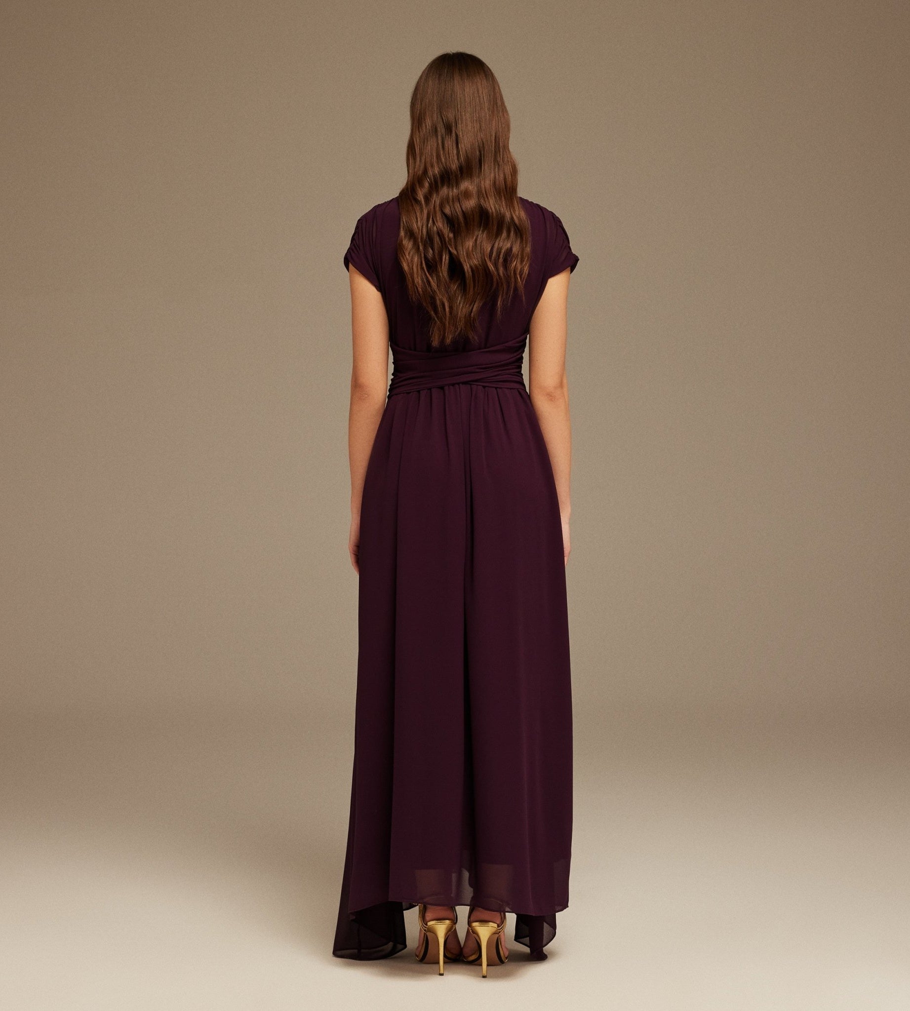 Pleated High - Low Dress with Draped Bodice - shopaleena