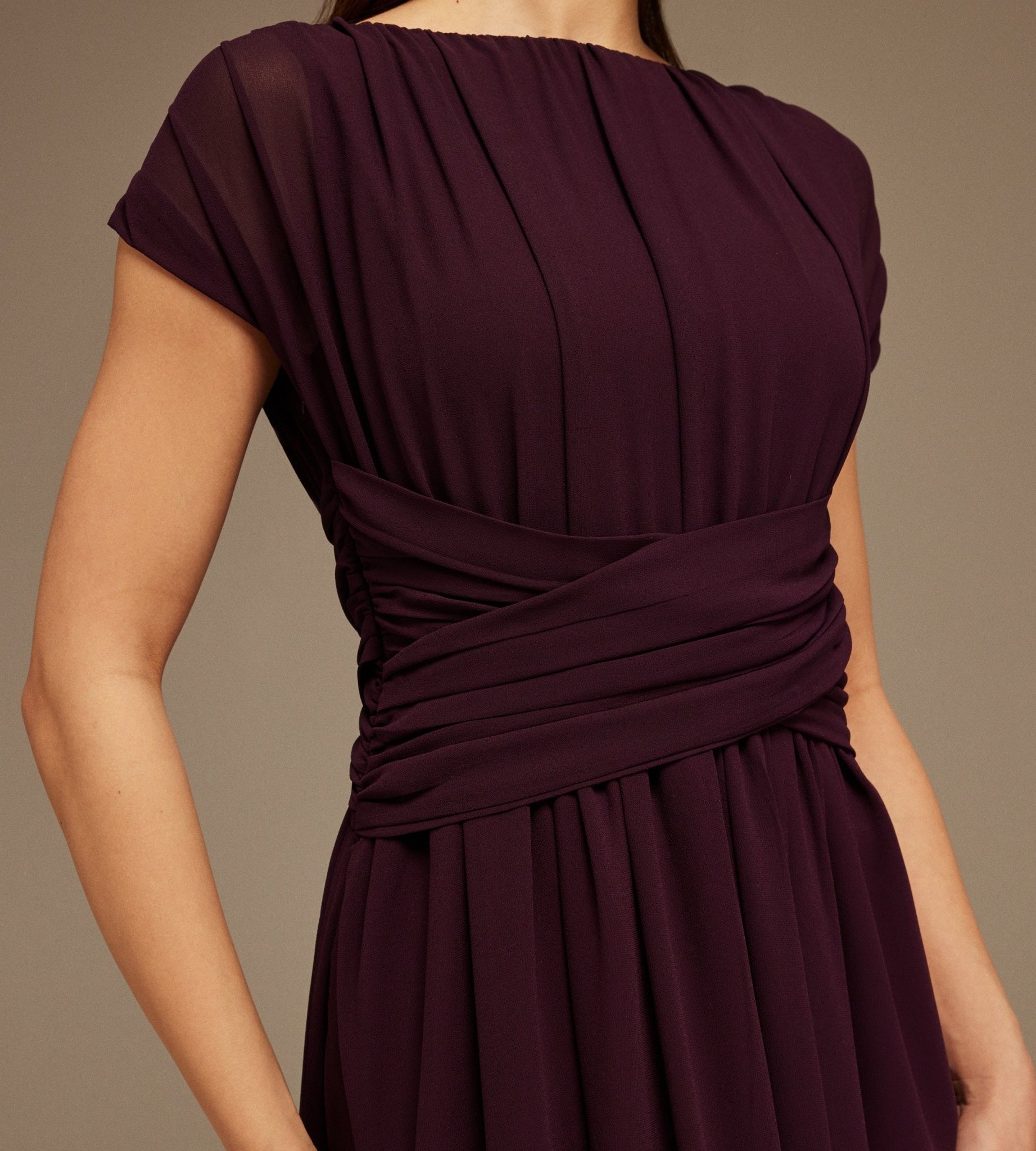 Pleated High - Low Dress with Draped Bodice - shopaleena