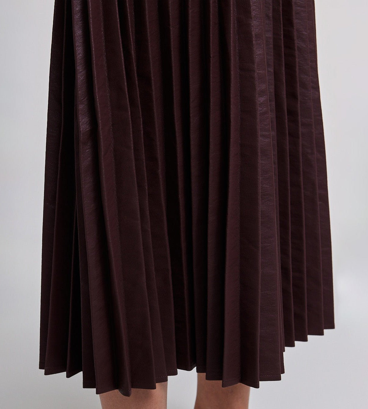 Pleated Leather Midi Skirt - shopaleena