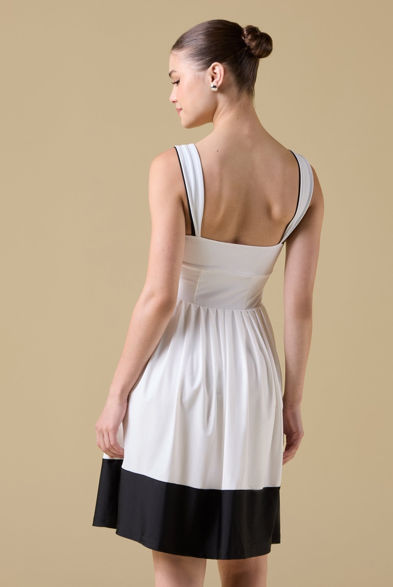 Pleated Sleeveless Swim Dress - shopaleena