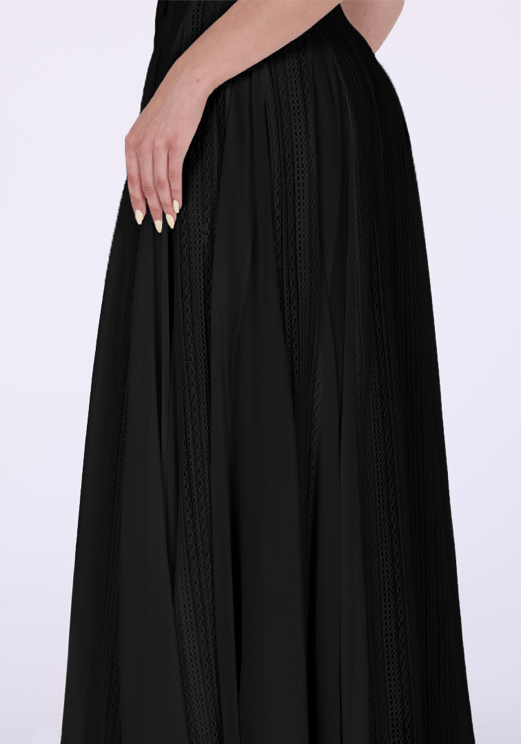Pleats Aline Skirt Maxi Dress - shopaleena