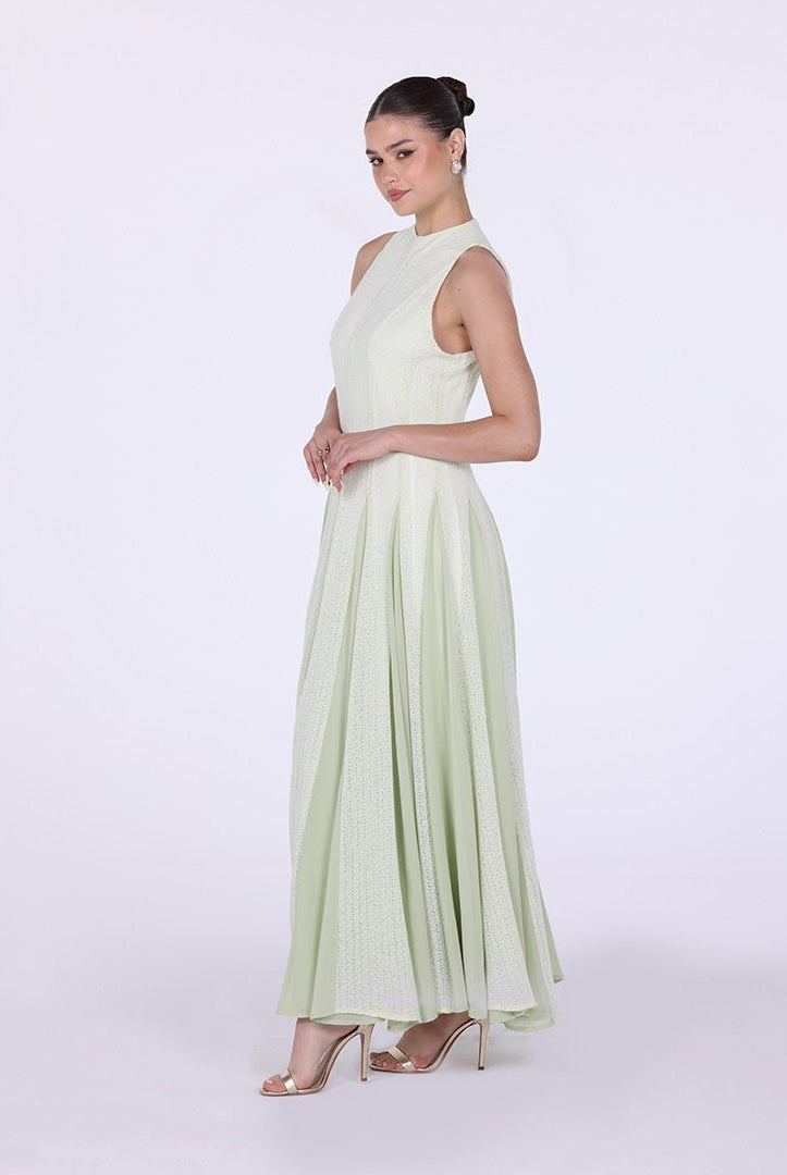 Pleats Aline Skirt Maxi Dress - shopaleena