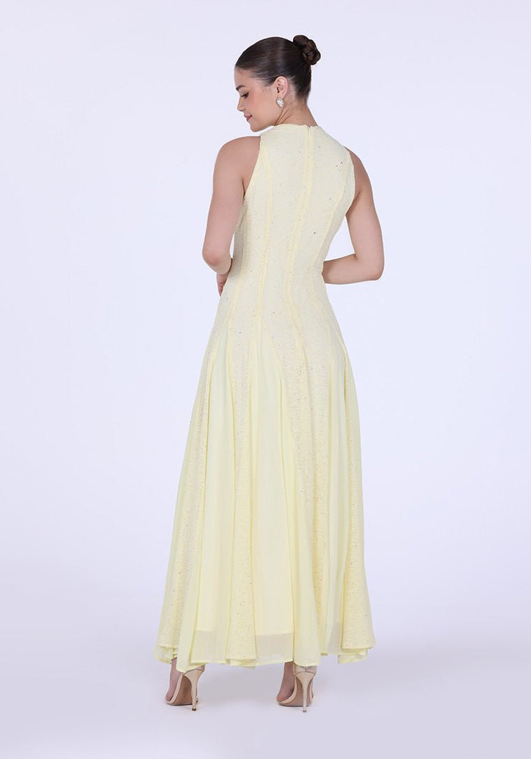 Pleats Aline Skirt Maxi Dress - shopaleena