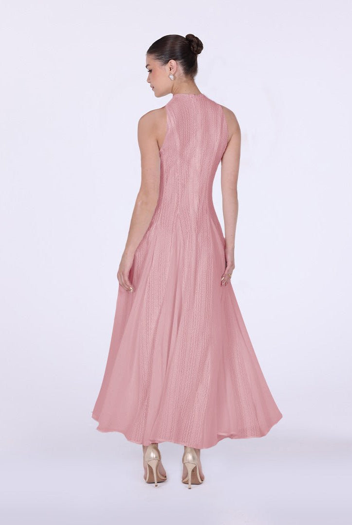 Pleats Aline Skirt Maxi Dress - shopaleena