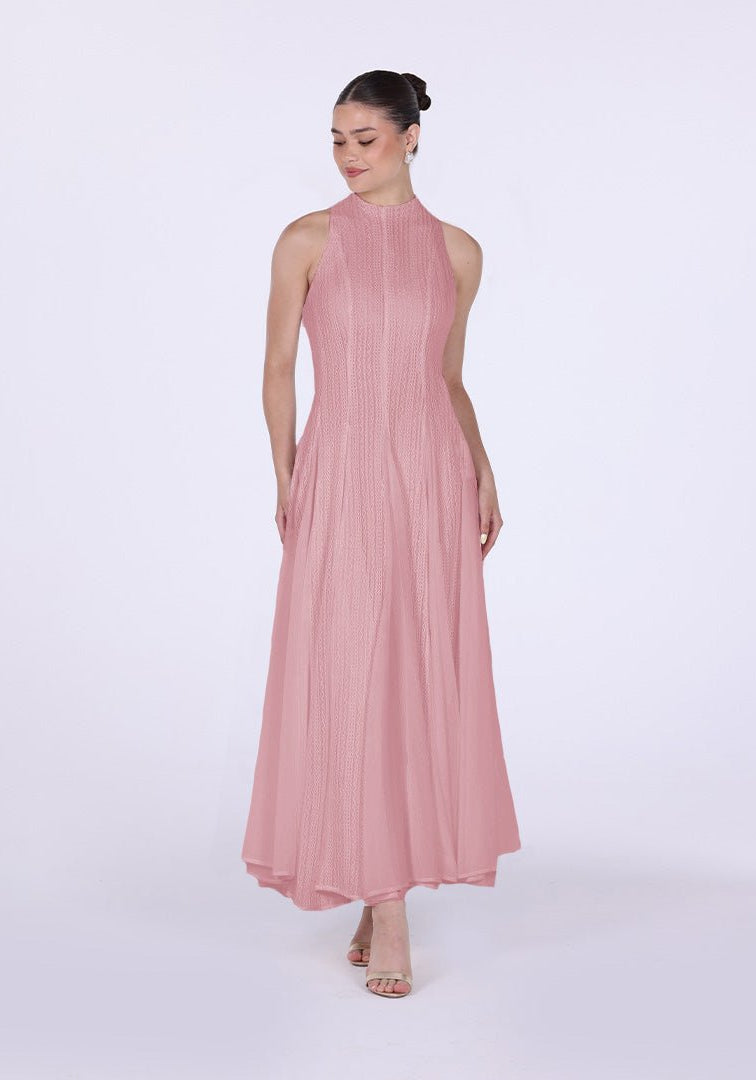 Pleats Aline Skirt Maxi Dress - shopaleena