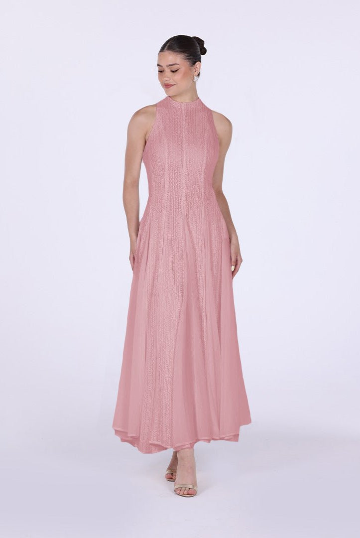 Pleats Aline Skirt Maxi Dress - shopaleena